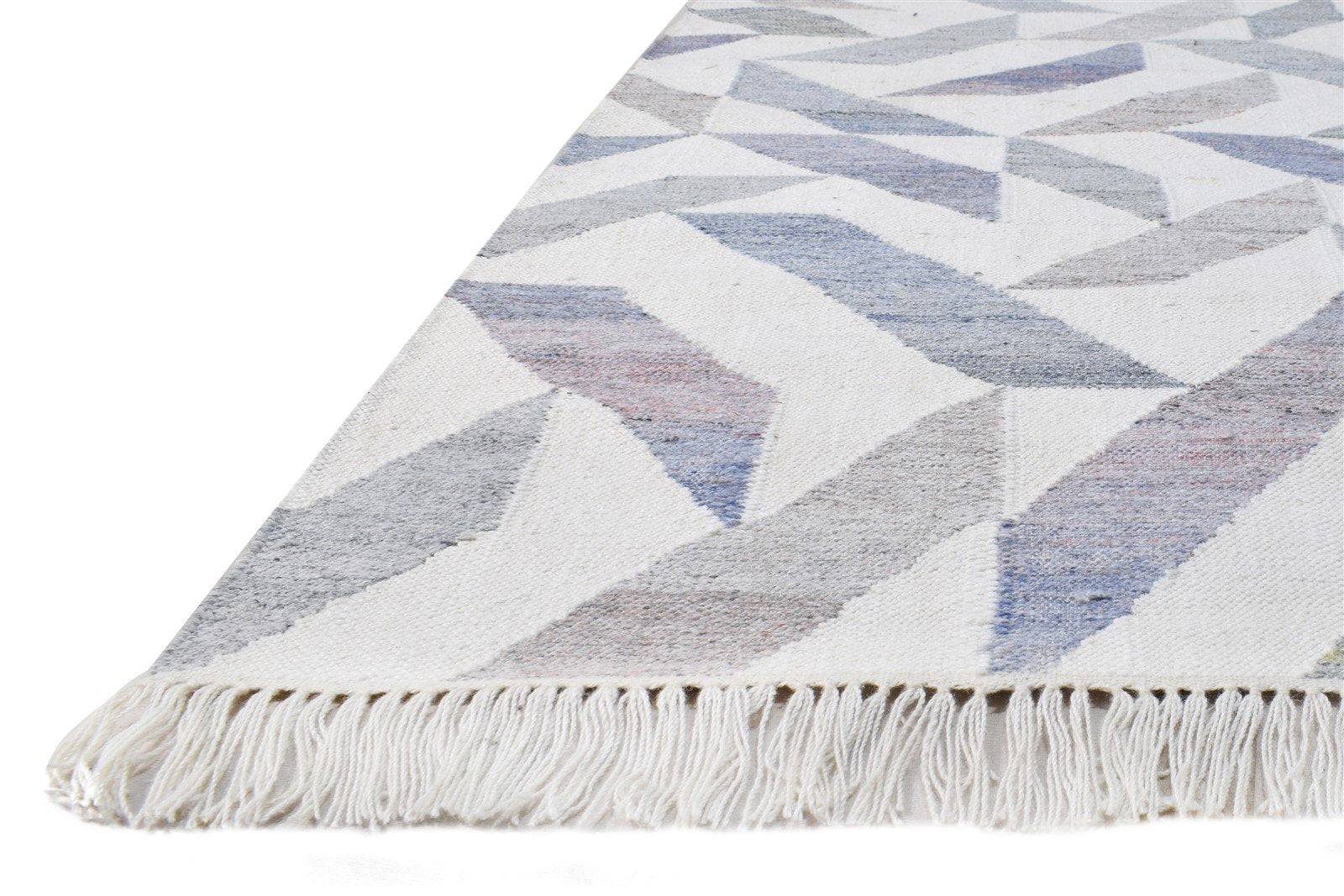 Hand Woven Blue Pet Yarn Rug 5X7 Modern Scandinavian Geometric Room Size Carpet   7865140412565