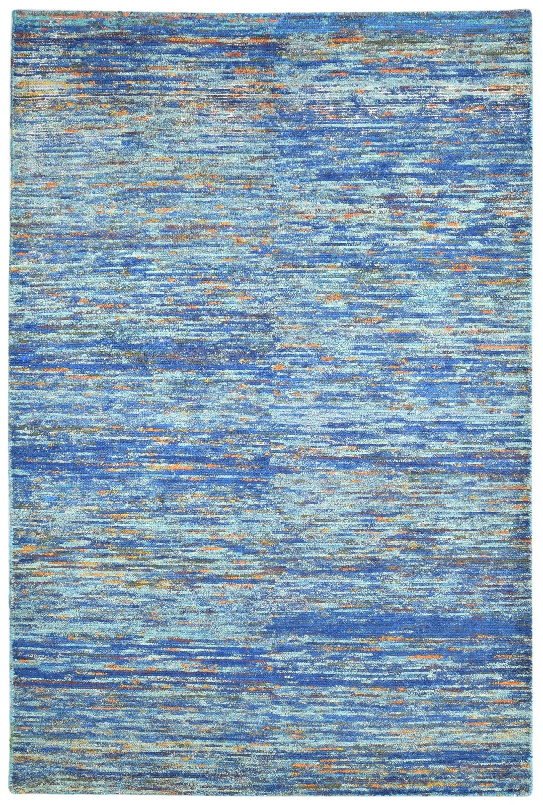 Hand Woven Blue Rayon From Bamboo Rug 6X10 Modern Bohemian Solid Large Carpet   7864815190165