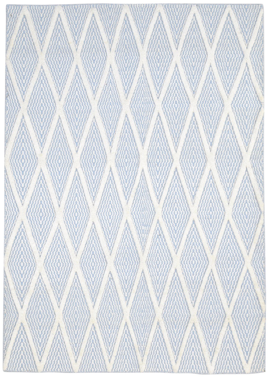 Hand Woven Blue Silk Rug 5' X 7' Modern Moroccan Diamond Room Size Carpet   7864921489557
