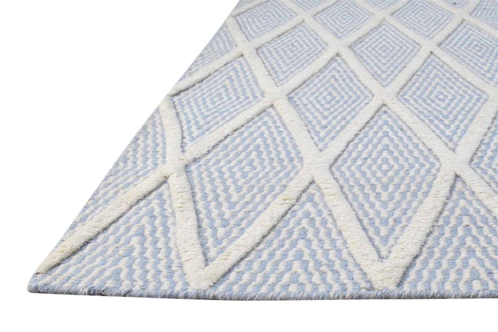 Hand Woven Blue Silk Rug 5' X 7' Modern Moroccan Diamond Room Size Carpet   7864921489557