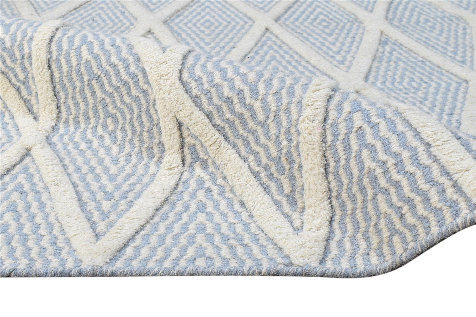 Hand Woven Blue Silk Rug 5' X 7' Modern Moroccan Diamond Room Size Carpet   7864921489557