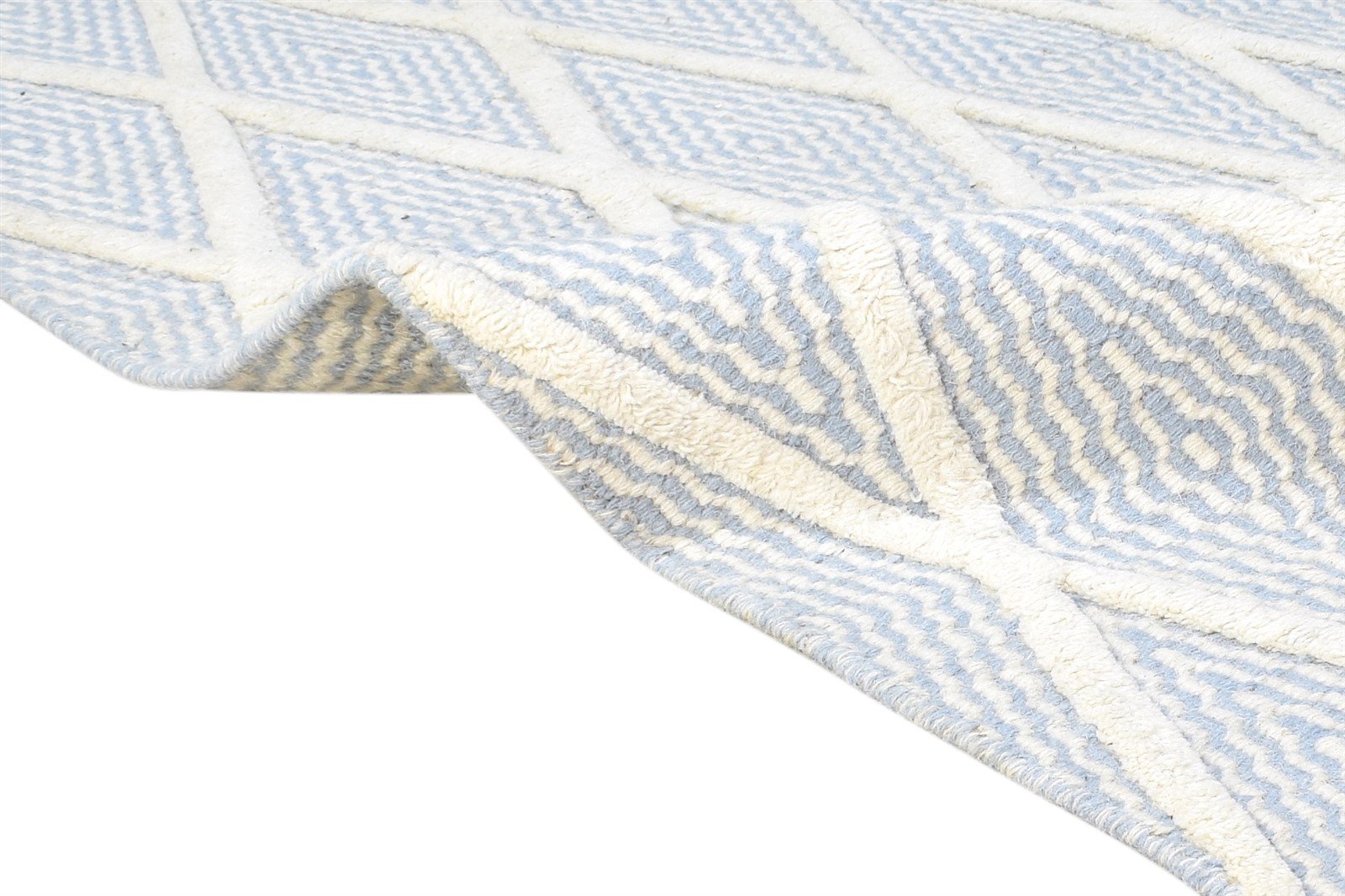 Hand Woven Blue Silk Rug 5' X 7' Modern Moroccan Diamond Room Size Carpet   7864921489557