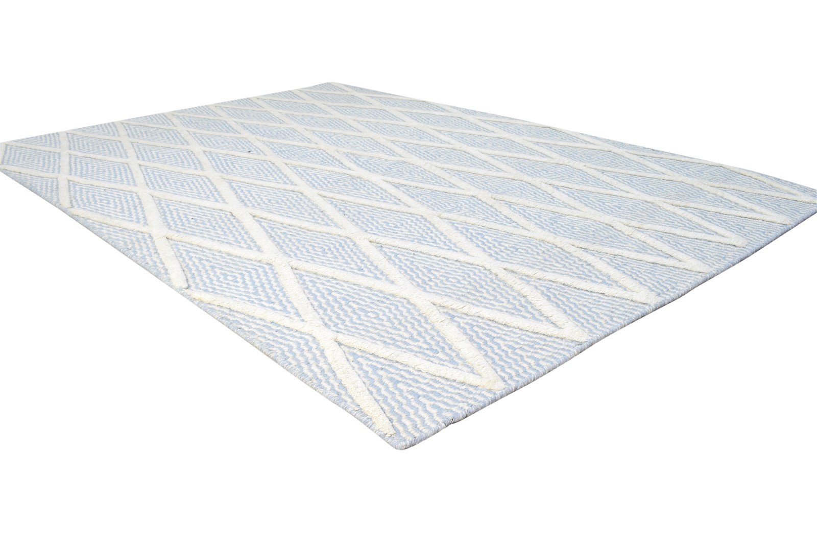 Hand Woven Blue Silk Rug 5' X 7' Modern Moroccan Diamond Room Size Carpet   7864921489557