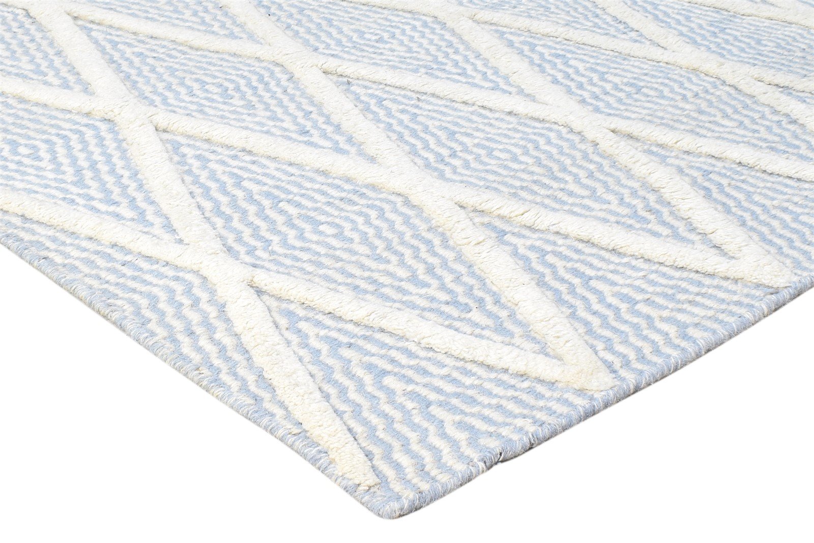 Hand Woven Blue Silk Rug 5' X 7' Modern Moroccan Diamond Room Size Carpet   7864921489557