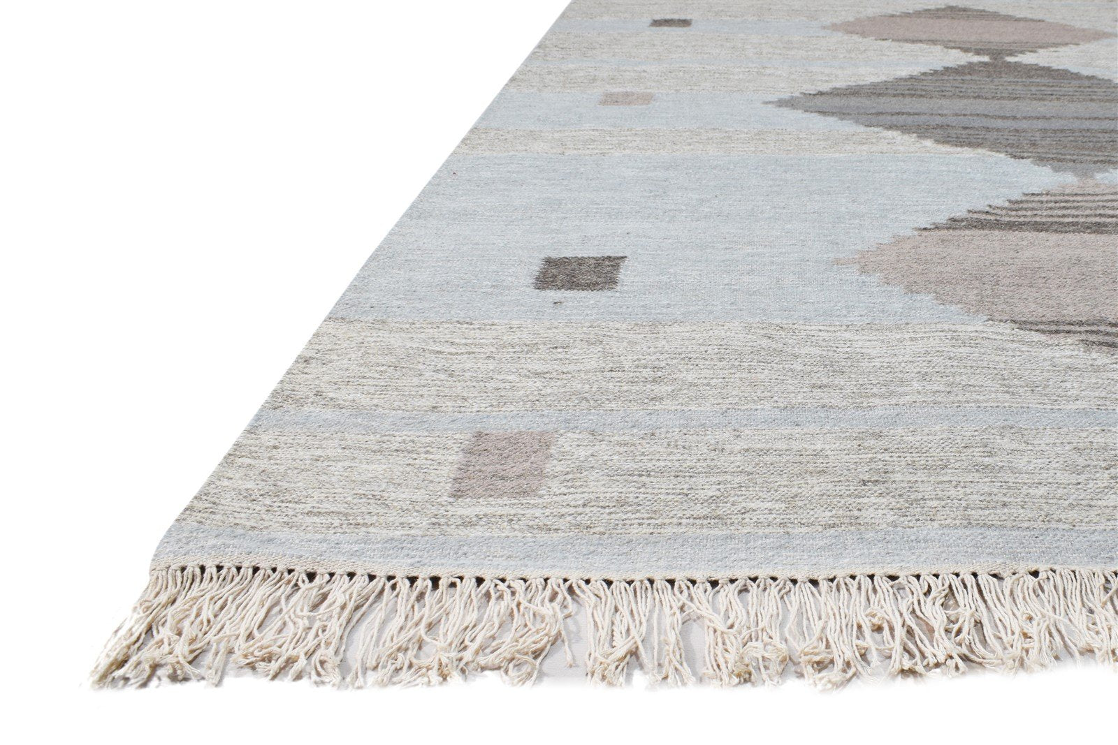 Hand Woven Blue Wool Rug 5' X 8' Modern Scandinavian Nordic Room Size Carpet   7865140773013