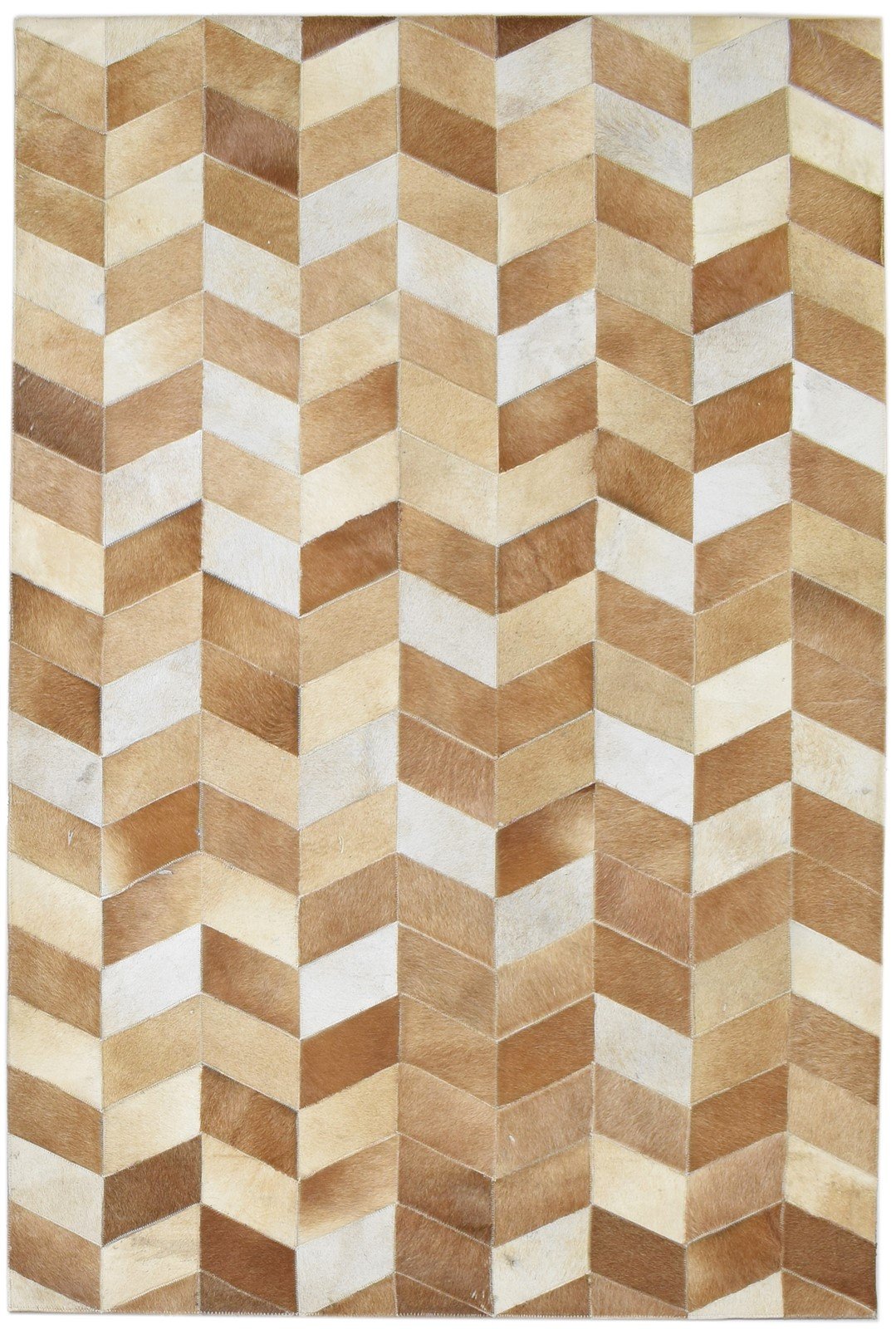 Hand Woven Brown Leather Rug 4' X 6' Modern French Chevron Room Size Carpet   7860683931797