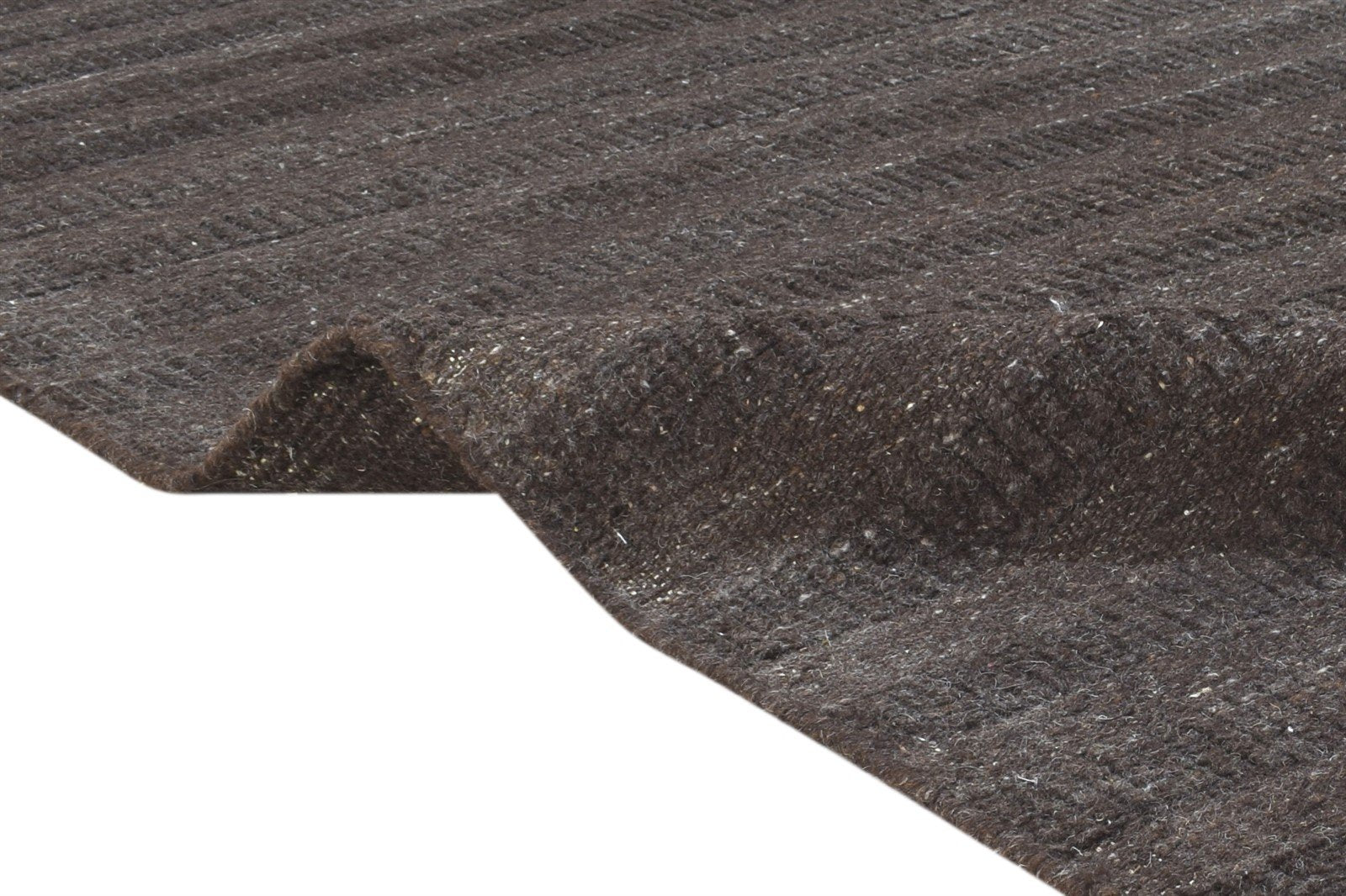 Hand Woven Brown Wool Rug 8' X 10' Modern Scandinavian Solid Large Carpet   7864775671957
