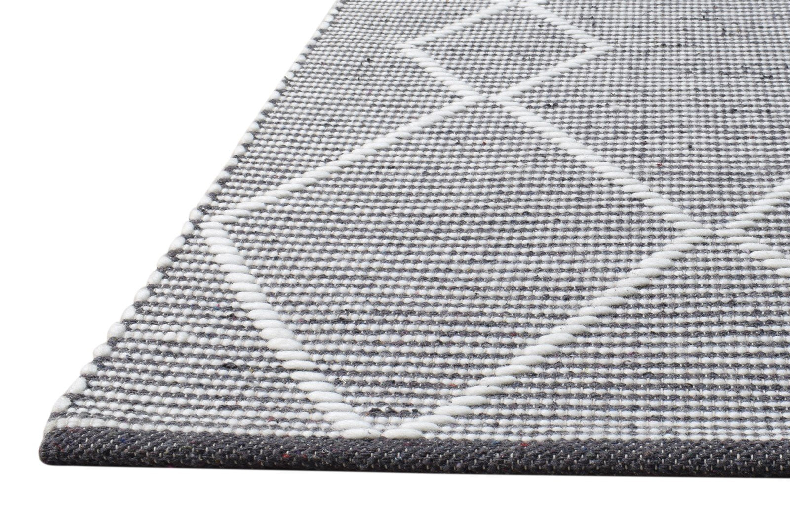 Hand Woven Charcoal New Zealand Wool Rug 3X4 Modern Scandinavian Geometric Small   7865178718357