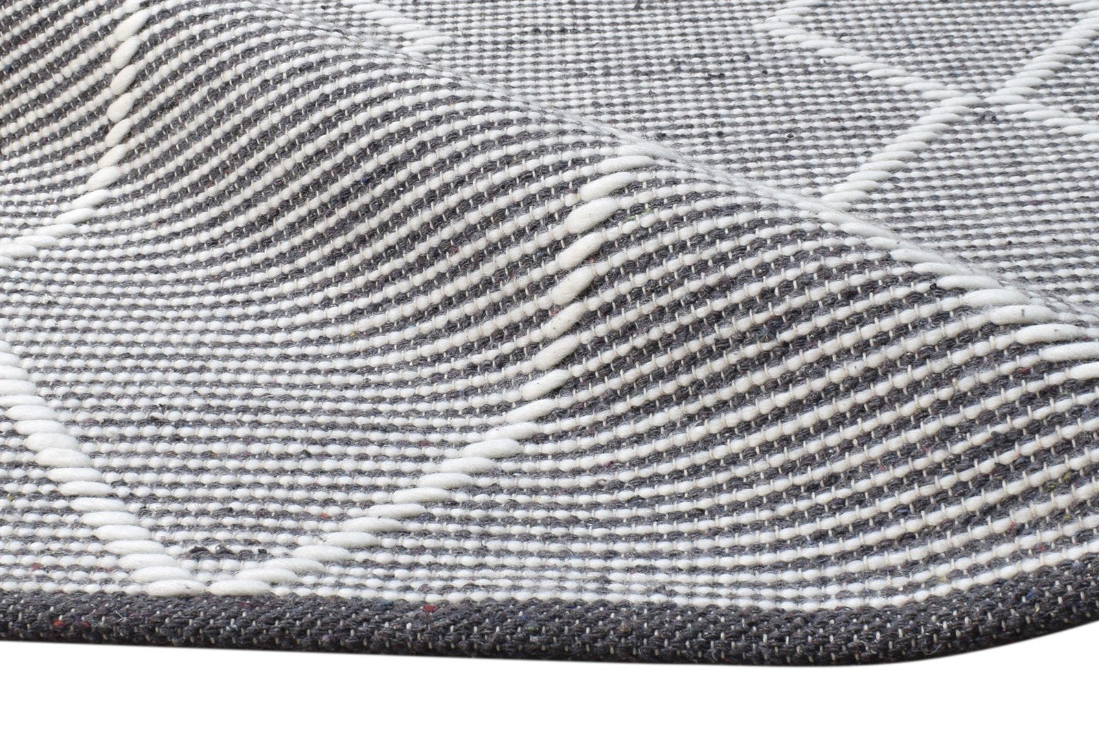 Hand Woven Charcoal New Zealand Wool Rug 3X4 Modern Scandinavian Geometric Small   7865178718357