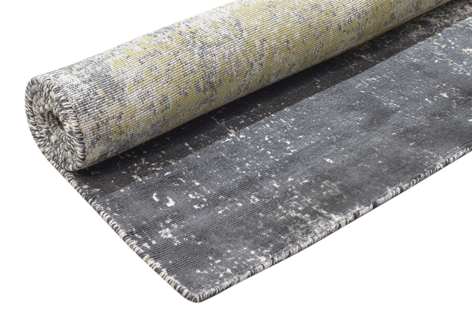 Hand Woven Charcoal Silk Rug 5' X 6' Modern Indian Abstract Room Size Carpet   7864312791189