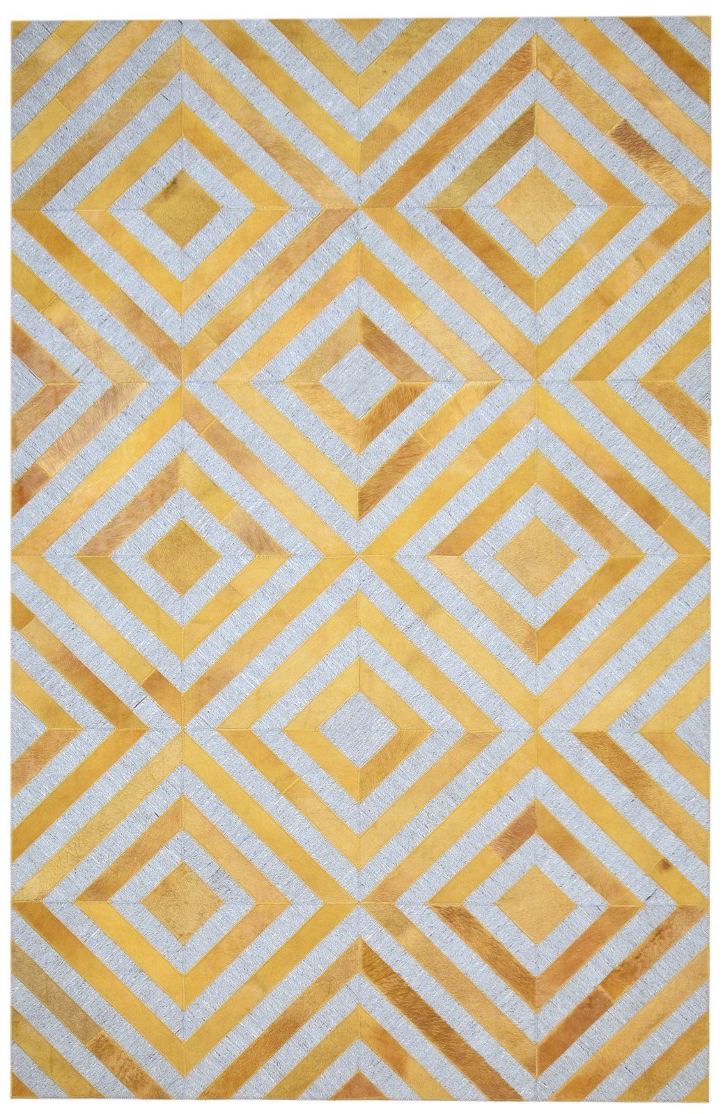 Hand Woven Gold Leather / Cotton Rug 5X8 Modern Moroccan Diamond Room Size   7864372920469