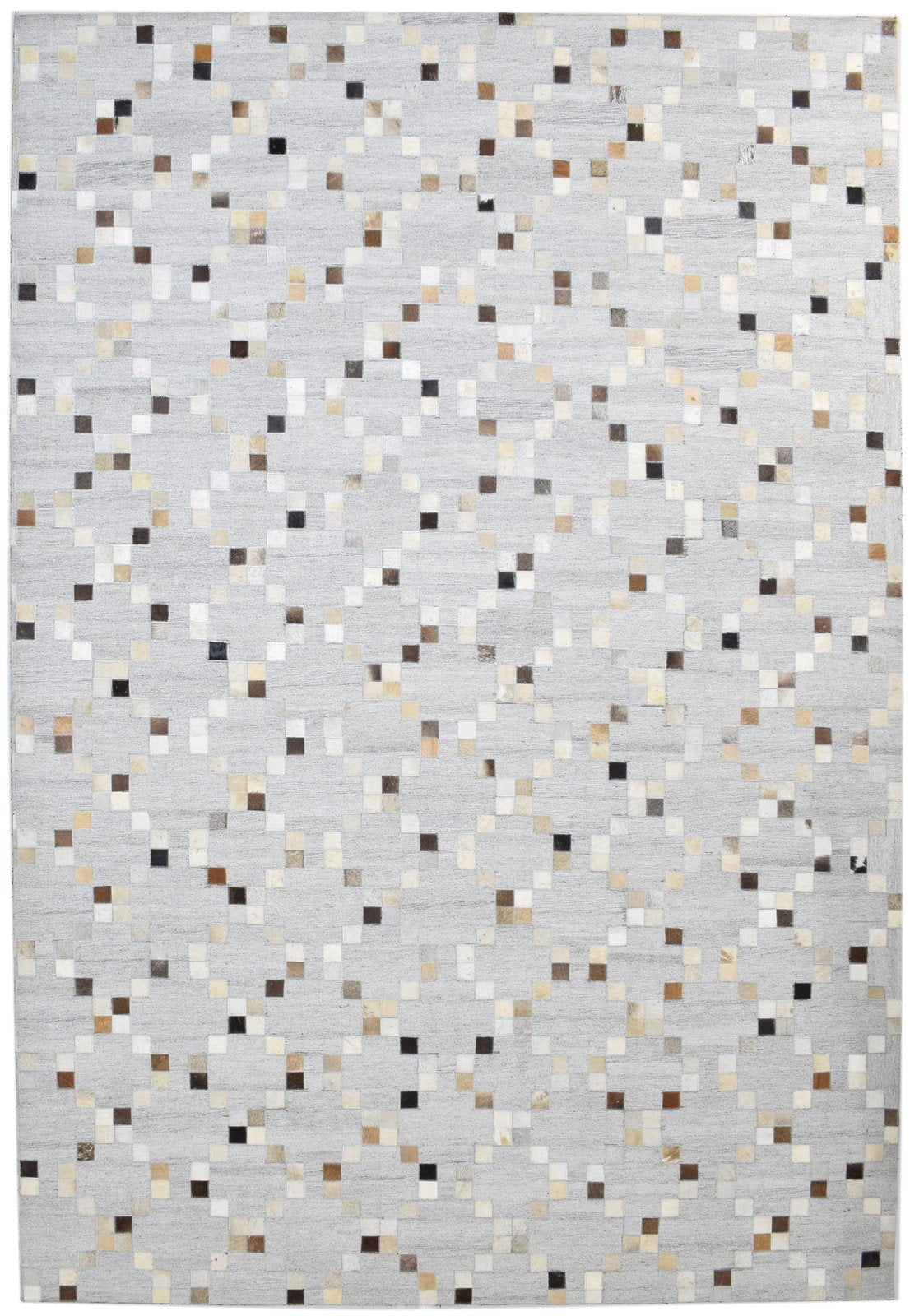 Hand Woven Grey Leather / Cotton Rug 6X9 Modern Moroccan Trellis Room Size   7860681769109