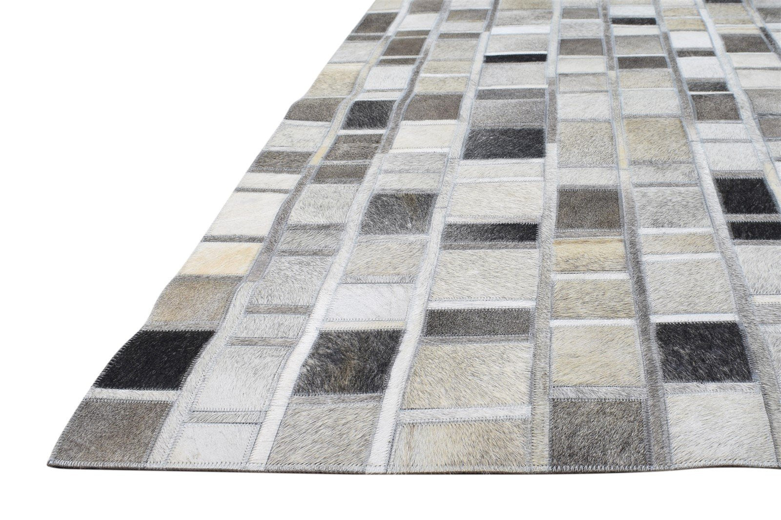 Hand Woven Grey Leather Rug 5' X 8' Modern Moroccan Geometric Room Size Carpet   7865128616085