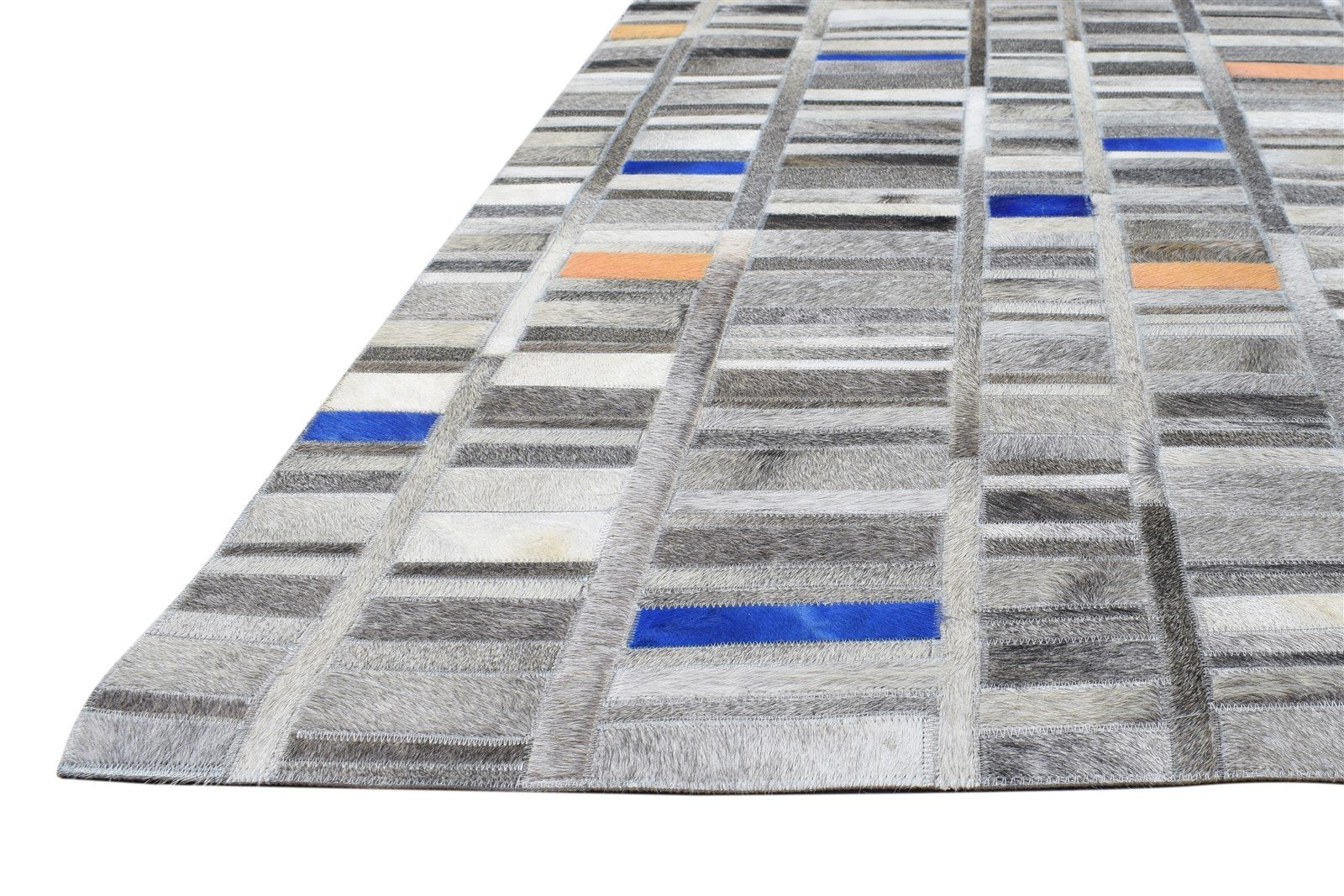 Hand Woven Grey Leather Rug 5X8 Modern Scandinavian Geometric Room Size Carpet   7865128353941