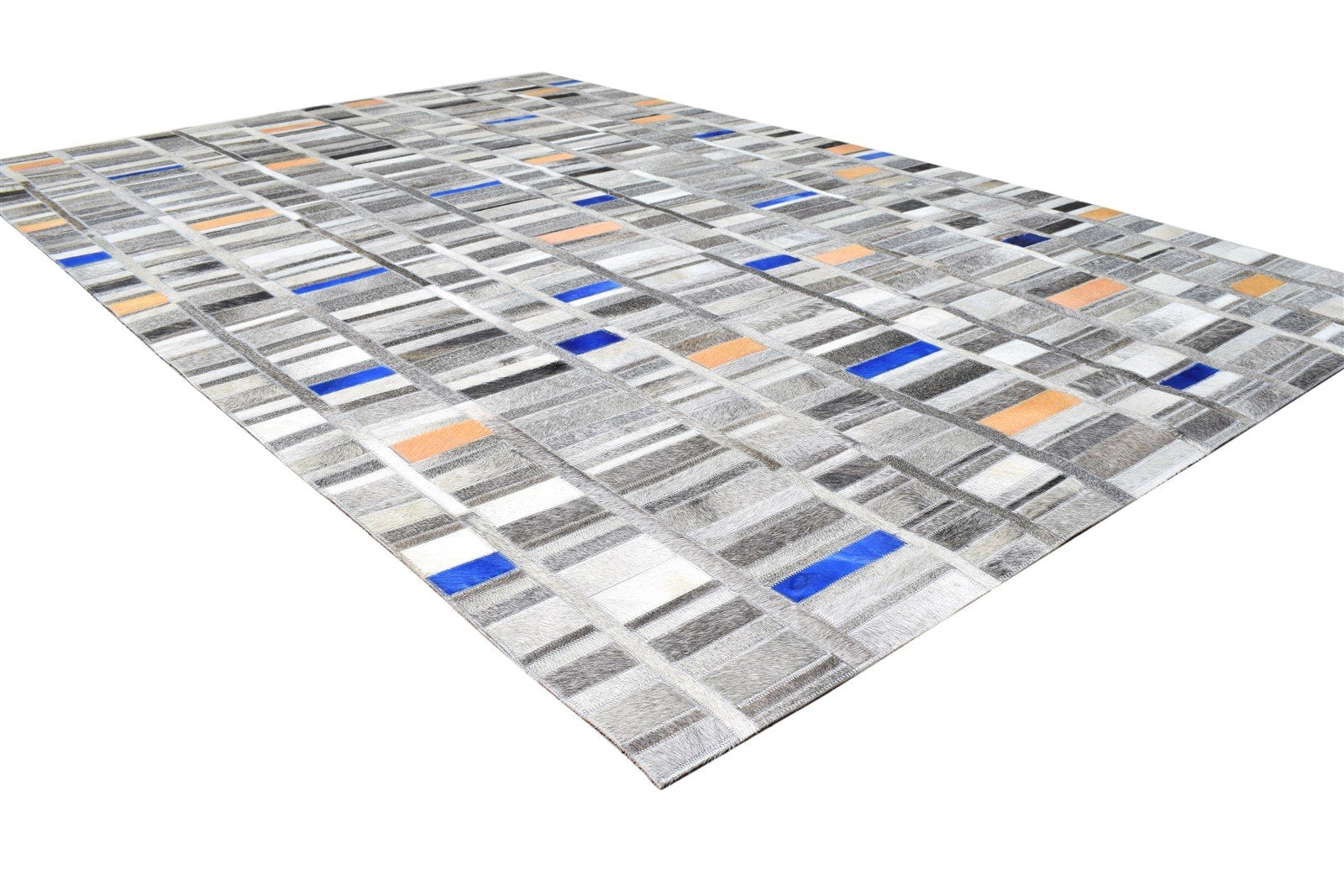 Hand Woven Grey Leather Rug 5X8 Modern Scandinavian Geometric Room Size Carpet   7865128353941