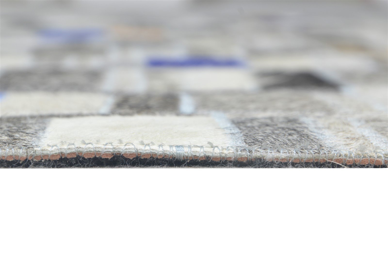 Hand Woven Grey Leather Rug 5X8 Modern Scandinavian Geometric Room Size Carpet   7865128353941