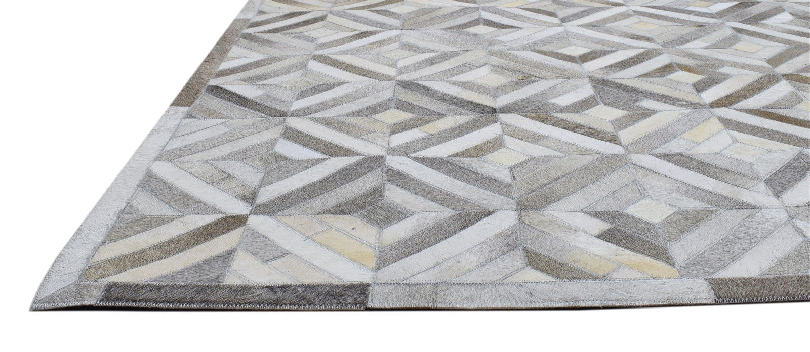 Hand Woven Grey Leather Rug 6' X 9' Modern Scandinavian Diamond Room Size Carpet   7860682260629