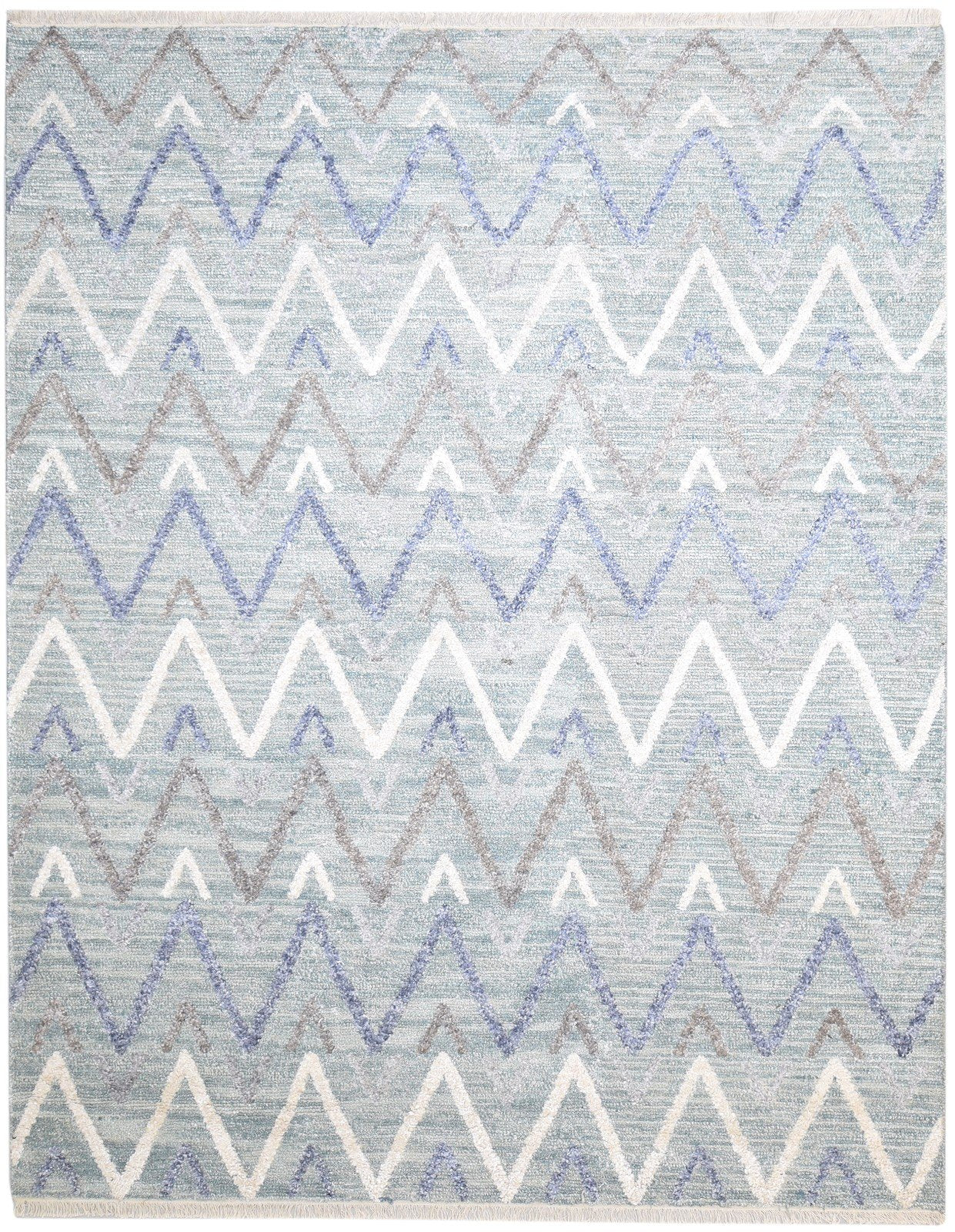 Hand Woven Grey Rayon From Bamboo Rug 8X10 Modern Moroccan Chevron Large Carpet   7864781701269