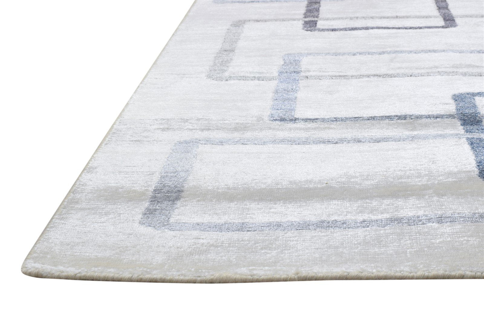 Hand Woven Ivory Wool / Silk Rug 4X6 Modern Scandinavian Geometric Room Size   7864510054549