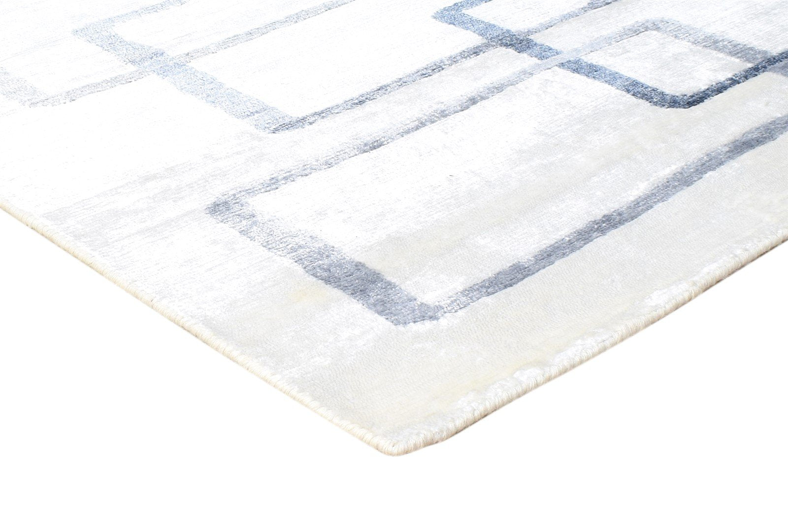 Hand Woven Ivory Wool / Silk Rug 4X6 Modern Scandinavian Geometric Room Size   7864510054549