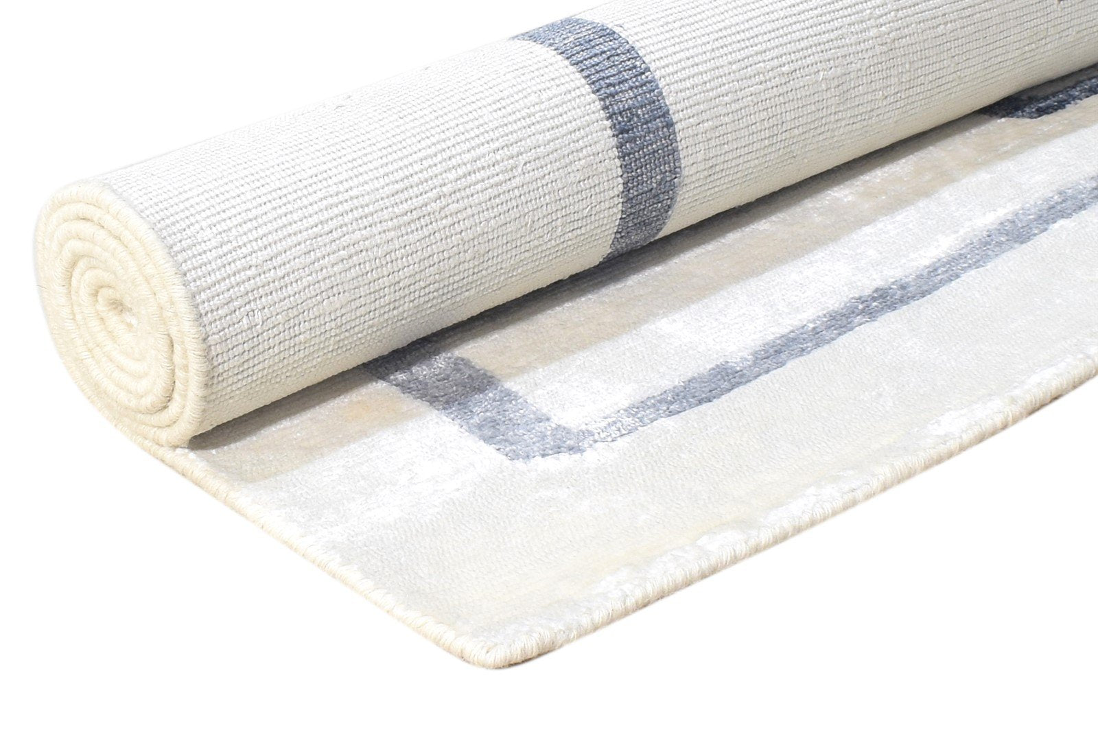 Hand Woven Ivory Wool / Silk Rug 4X6 Modern Scandinavian Geometric Room Size   7864510054549