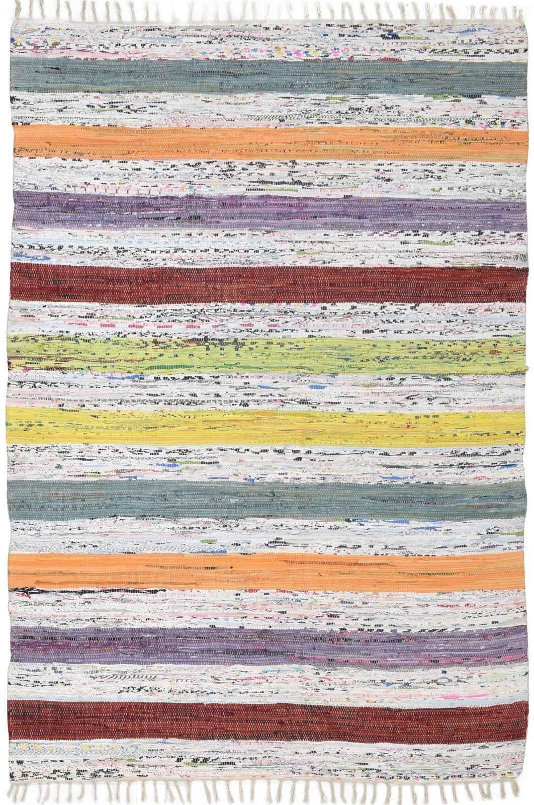 Hand Woven Multi Color Cotton Rug 5X7 Modern Scandinavian Striped Room Size   7860678394005