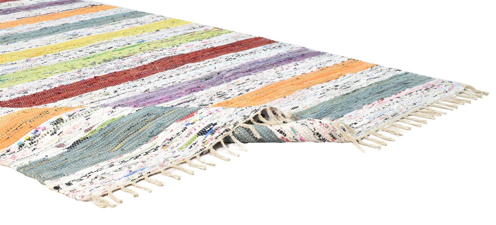 Hand Woven Multi Color Cotton Rug 5X7 Modern Scandinavian Striped Room Size   7860678394005