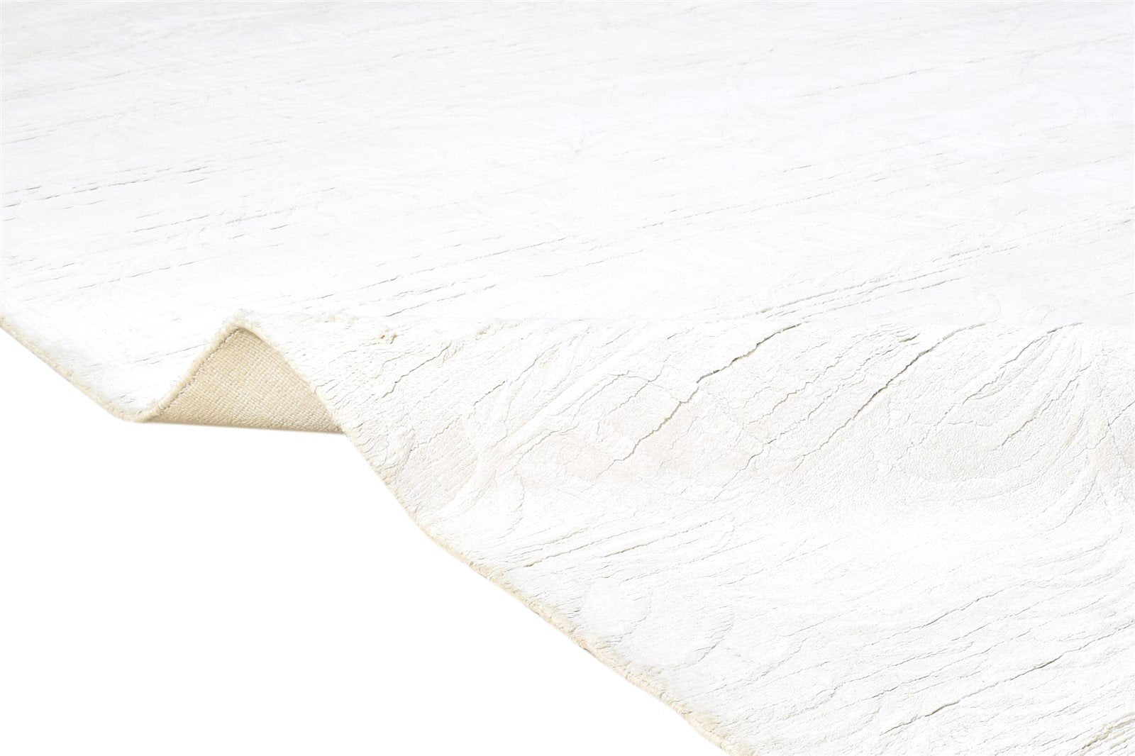 Hand Woven Off-White Silk Rug 8' X 10' Modern Scandinavian Solid Large Carpet   7864574607509