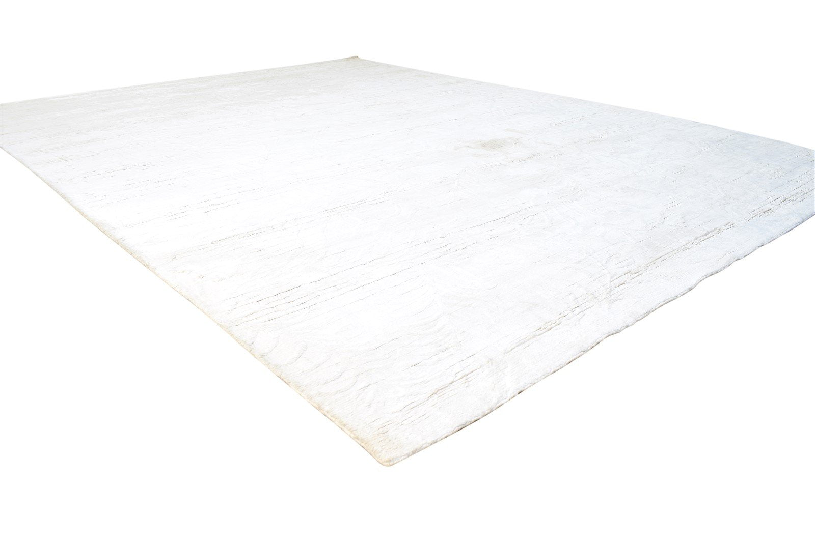 Hand Woven Off-White Silk Rug 8' X 10' Modern Scandinavian Solid Large Carpet   7864574607509