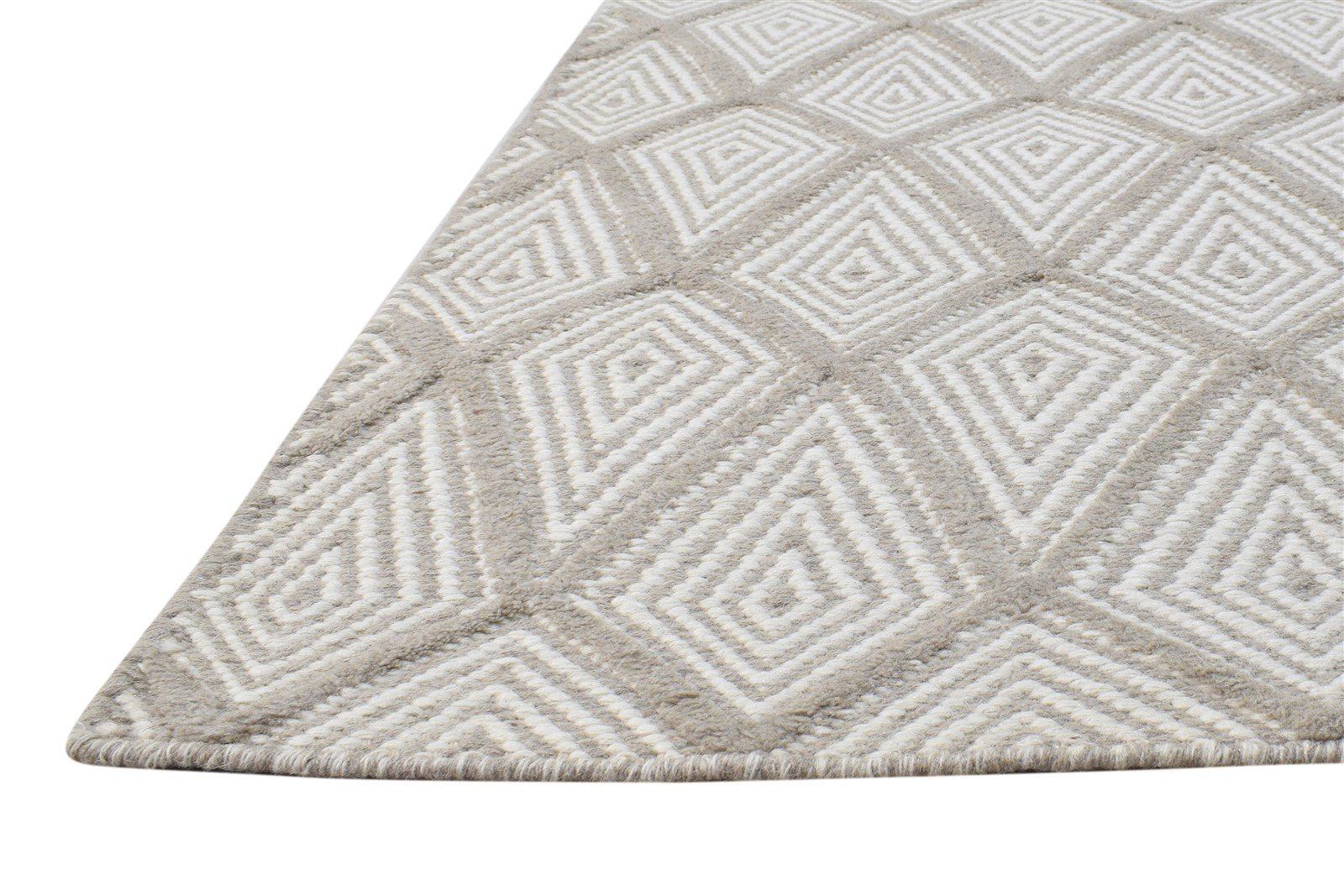 Hand Woven Off-White Wool Rug 5' X 8' Modern Moroccan Diamond Room Size Carpet   7865053413525