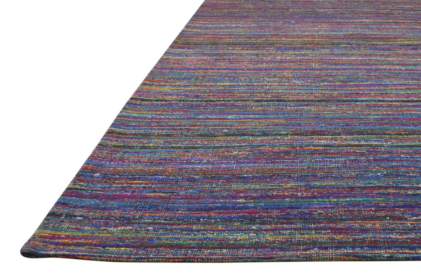Hand Woven Purple Silk Rug 5' X 8' Modern Bohemian Striped Room Size Carpet   7864662392981