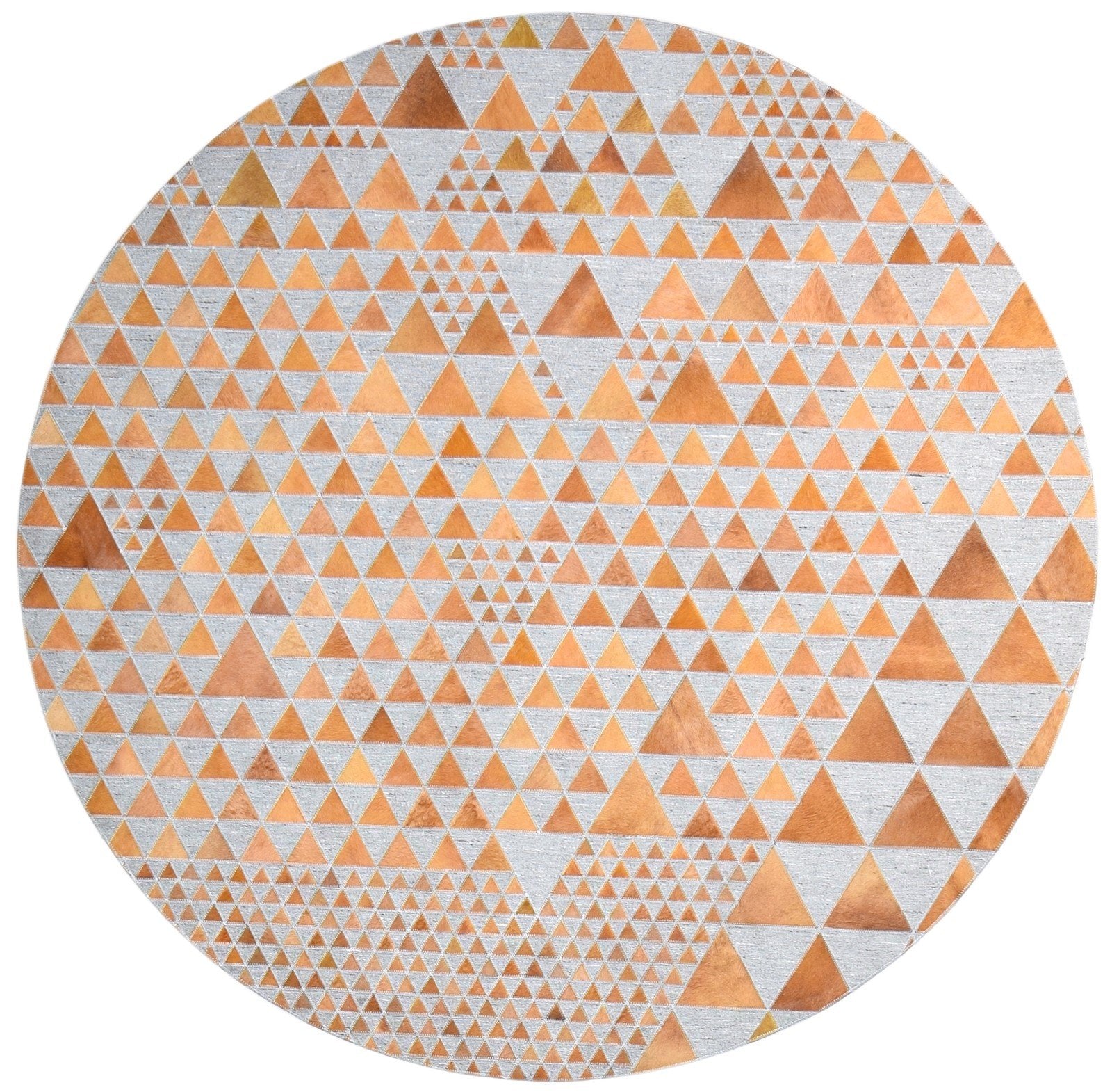 Hand Woven Rust Leather / Cotton Rug 6X6 Modern Scandinavian Triangles Room Size   7864946262165