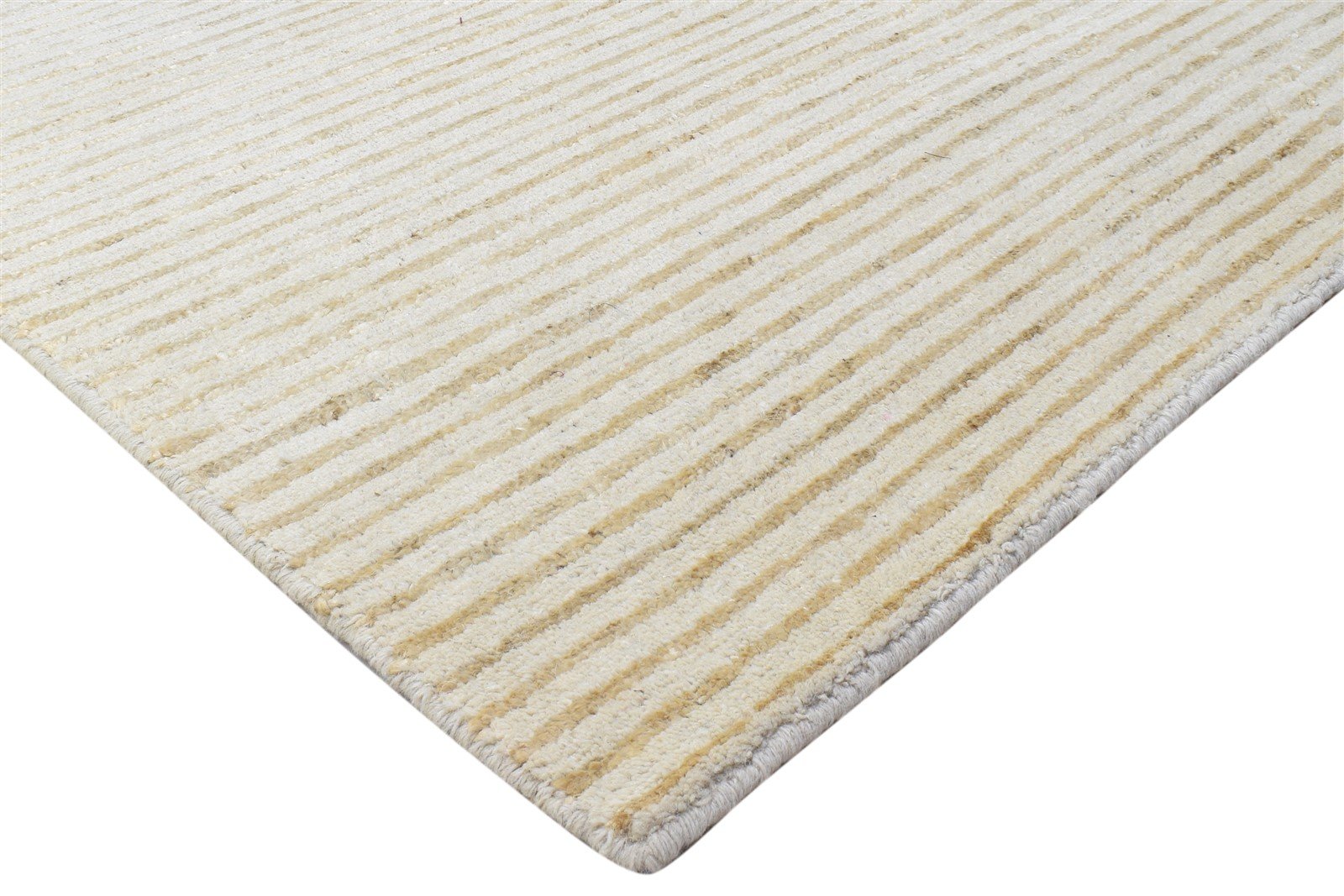 Hand Woven Sage Silk Rug 8' X 11' Modern Scandinavian Striped Large Carpet   7864933810325