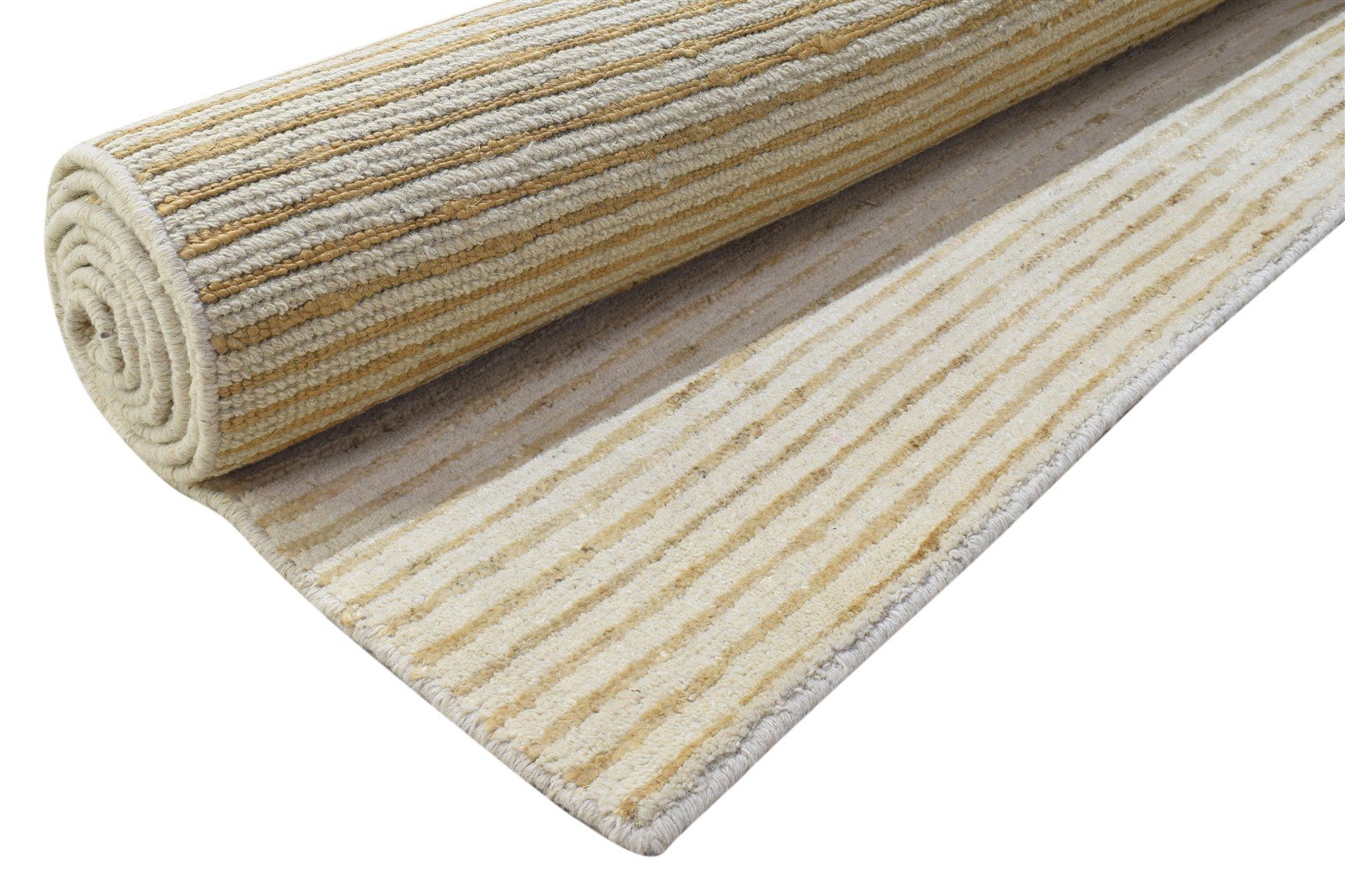 Hand Woven Sage Silk Rug 8' X 11' Modern Scandinavian Striped Large Carpet   7864933810325