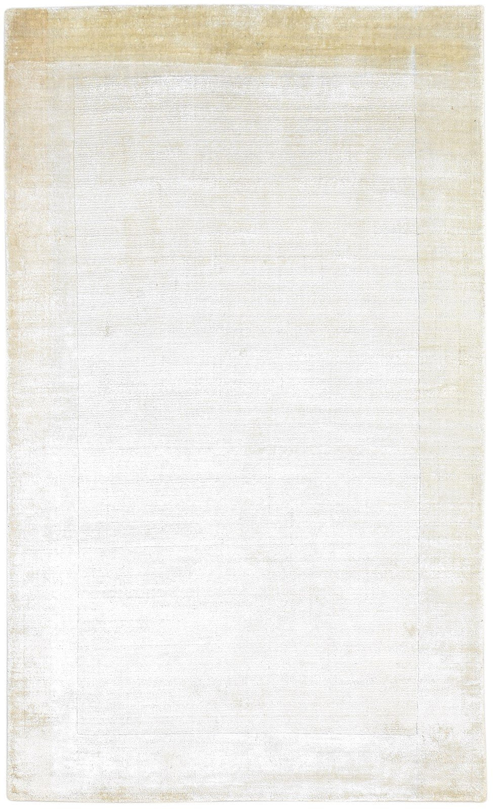 Handloom Beige Silk Rug 5' X 8' Modern Scandinavian Bordered Room Size Carpet   7864442814613