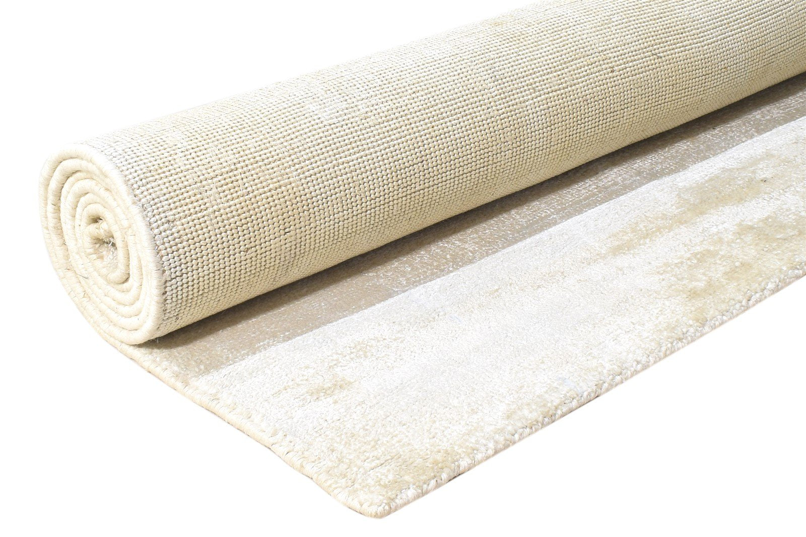Handloom Beige Silk Rug 5' X 8' Modern Scandinavian Bordered Room Size Carpet   7864442814613