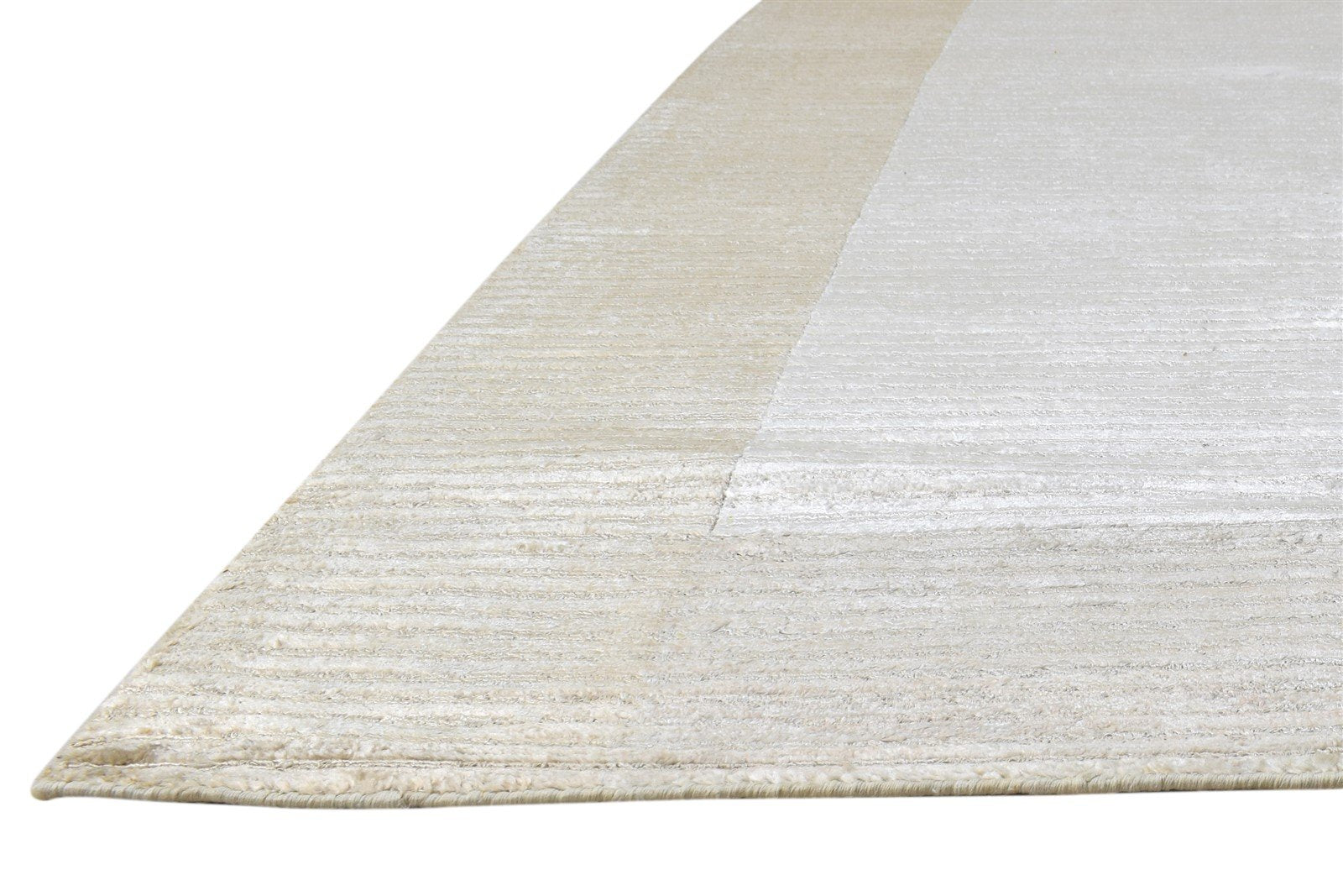 Handloom Beige Silk Rug 5' X 8' Modern Scandinavian Bordered Room Size Carpet   7864448516245