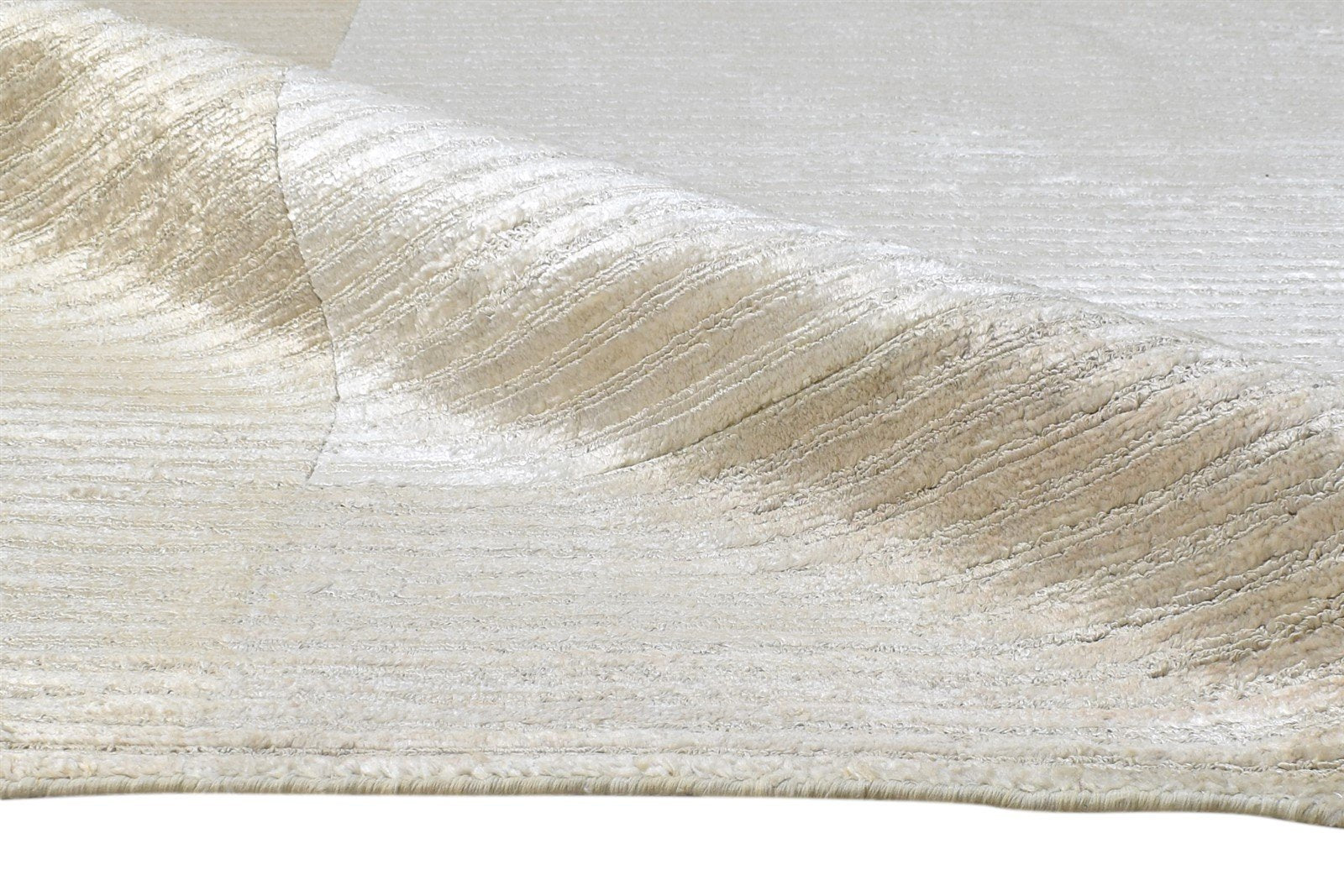 Hynda Handloom Beige Silk Rug 5' X 8' Modern Scandinavian Bordered   7864448516245