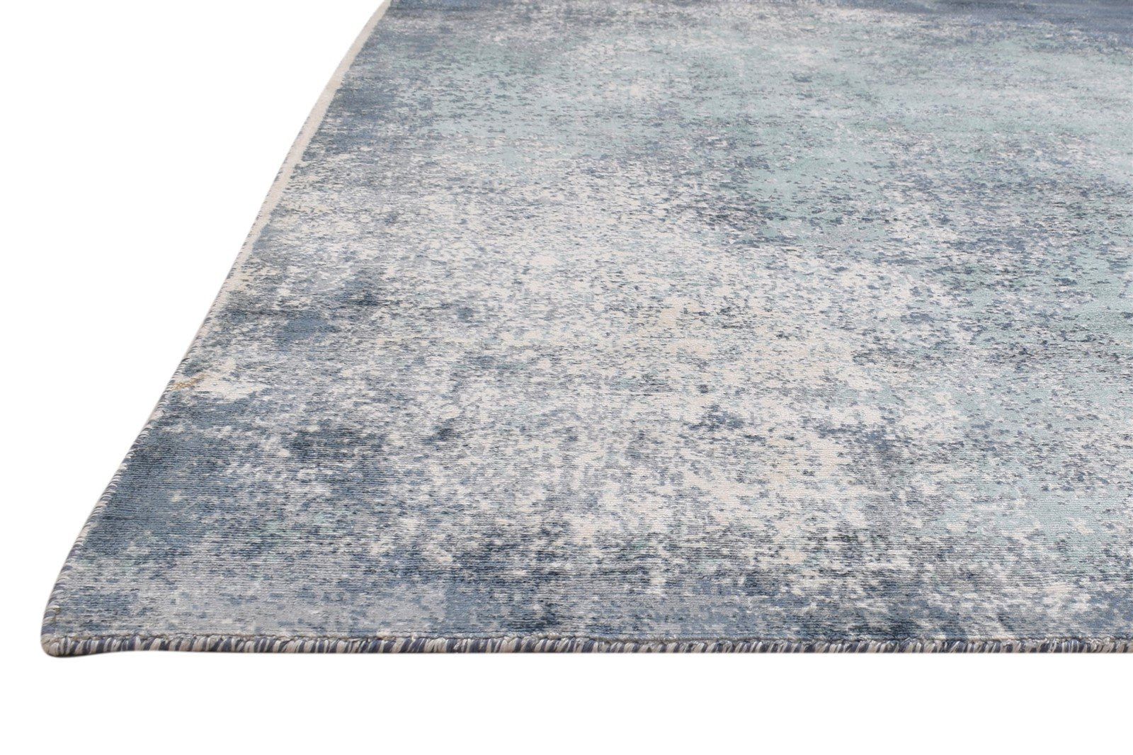 Handloom Blue Silk Rug 5' X 6' Modern Indian Abstract Room Size Carpet   7864158322837
