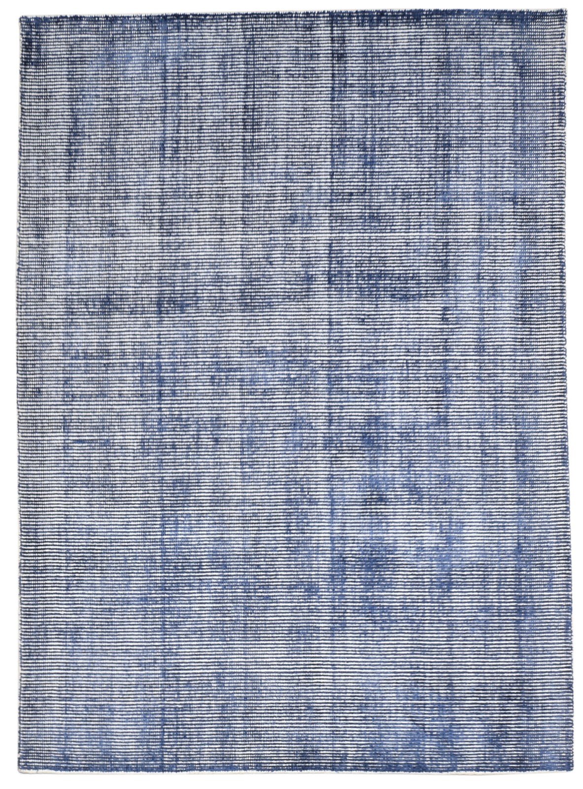 Handloom Blue Wool / Silk Rug 5X6 Modern Scandinavian Solid Room Size Carpet   7864153374869