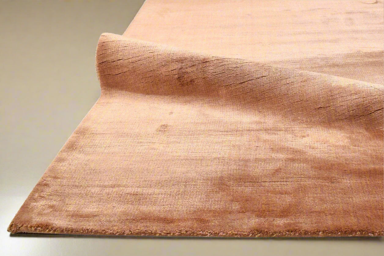 Handloom Brown Copper Art Silk Like Rug Modern Scandinavian Solid Rug   8709742231701