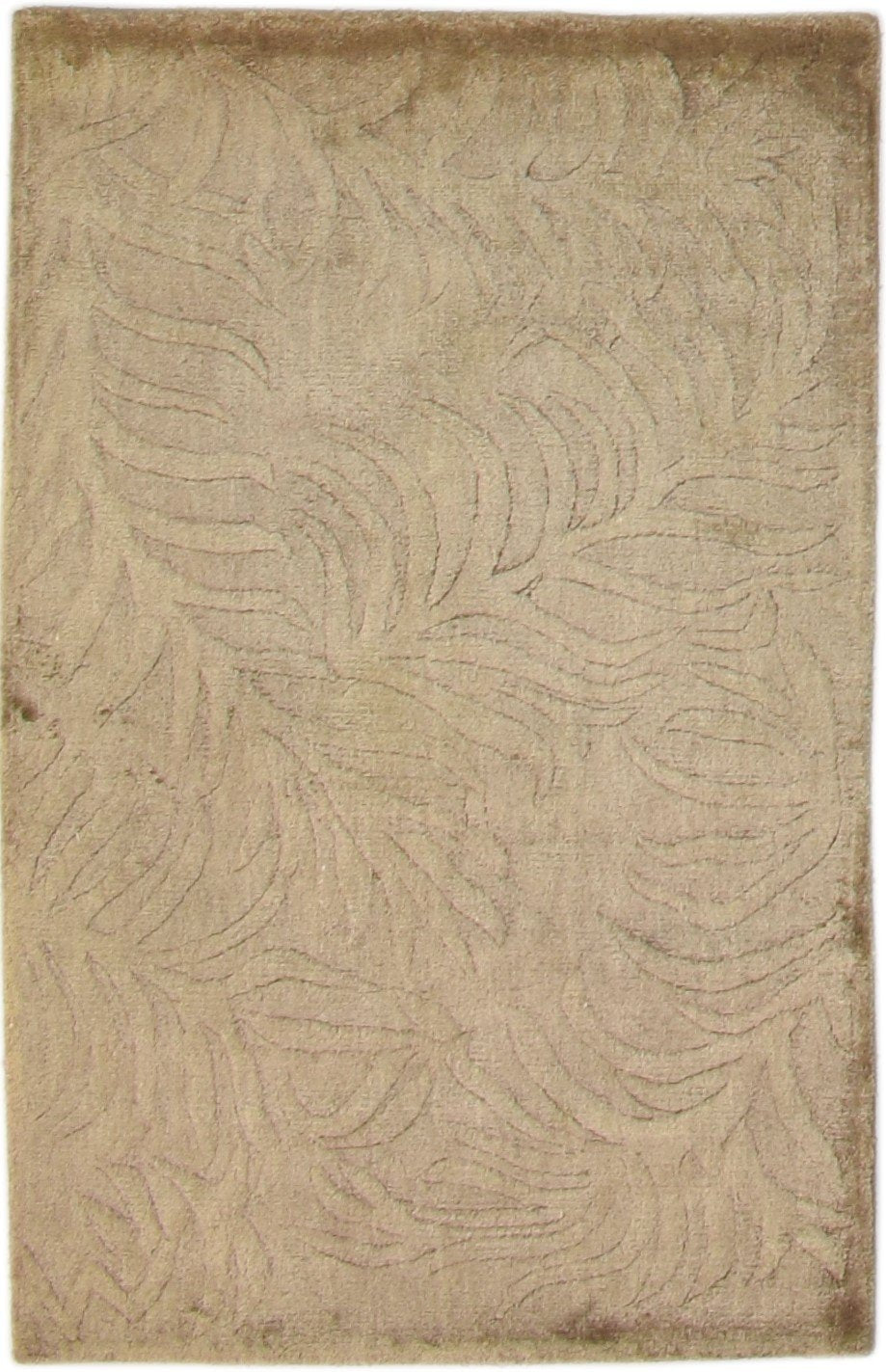 Handloom Brown Silk Rug 2' X 3' Modern French Floral Small Carpet   7860697923733
