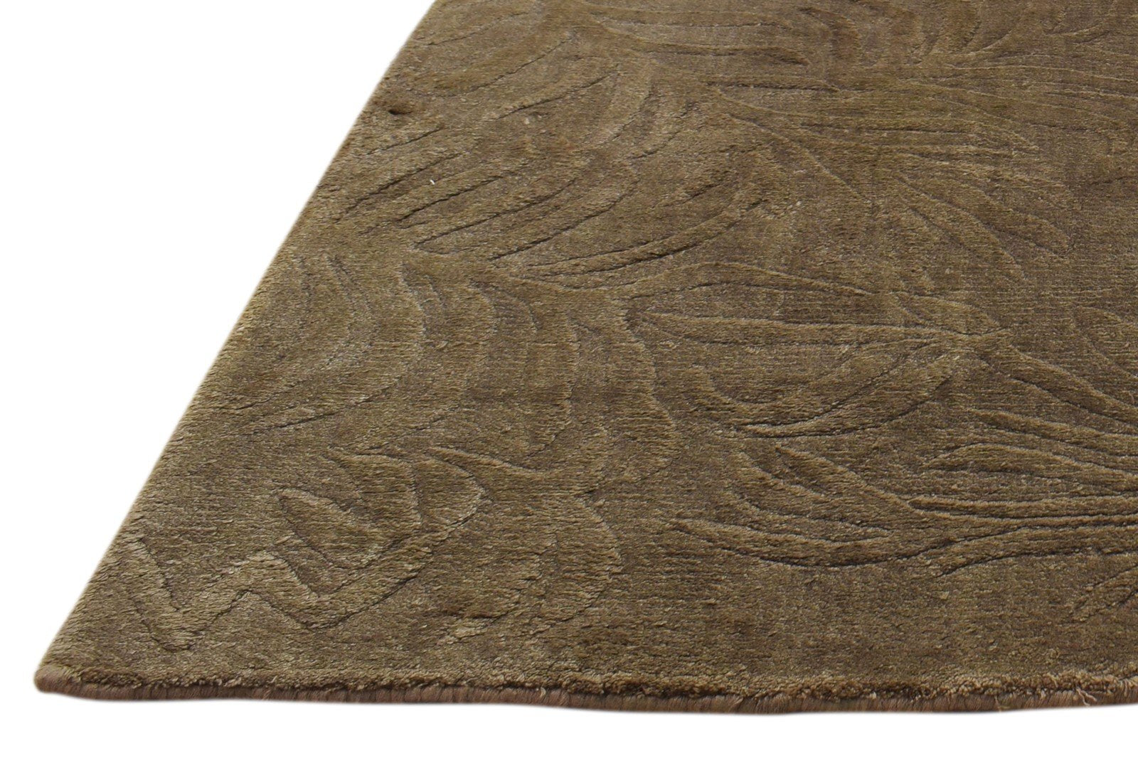 Handloom Brown Silk Rug 2' X 3' Modern French Floral Small Carpet   7860697923733