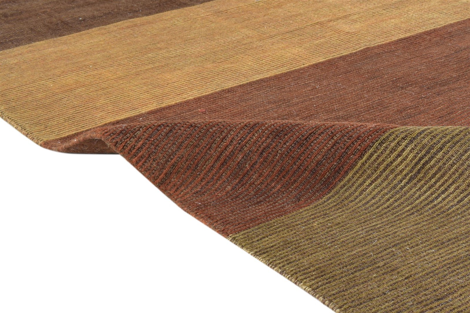 Cathyleen Handloom Brown Wool Rug 5' X 7' Modern Scandinavian Striped   7865075728533