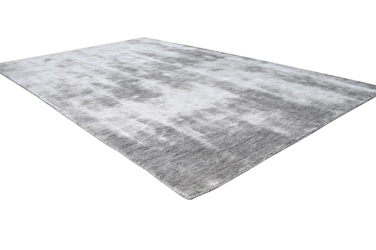 Handloom Dark Grey Silk Rug 5' X 8' Modern Scandinavian Solid Room Size Carpet   7864444256405