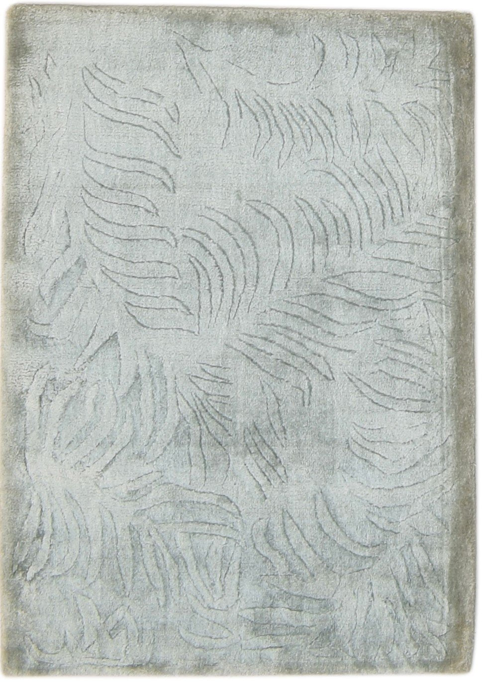 Handloom Grey Silk Rug 2' X 3' Modern French Floral Small Carpet   7860697628821