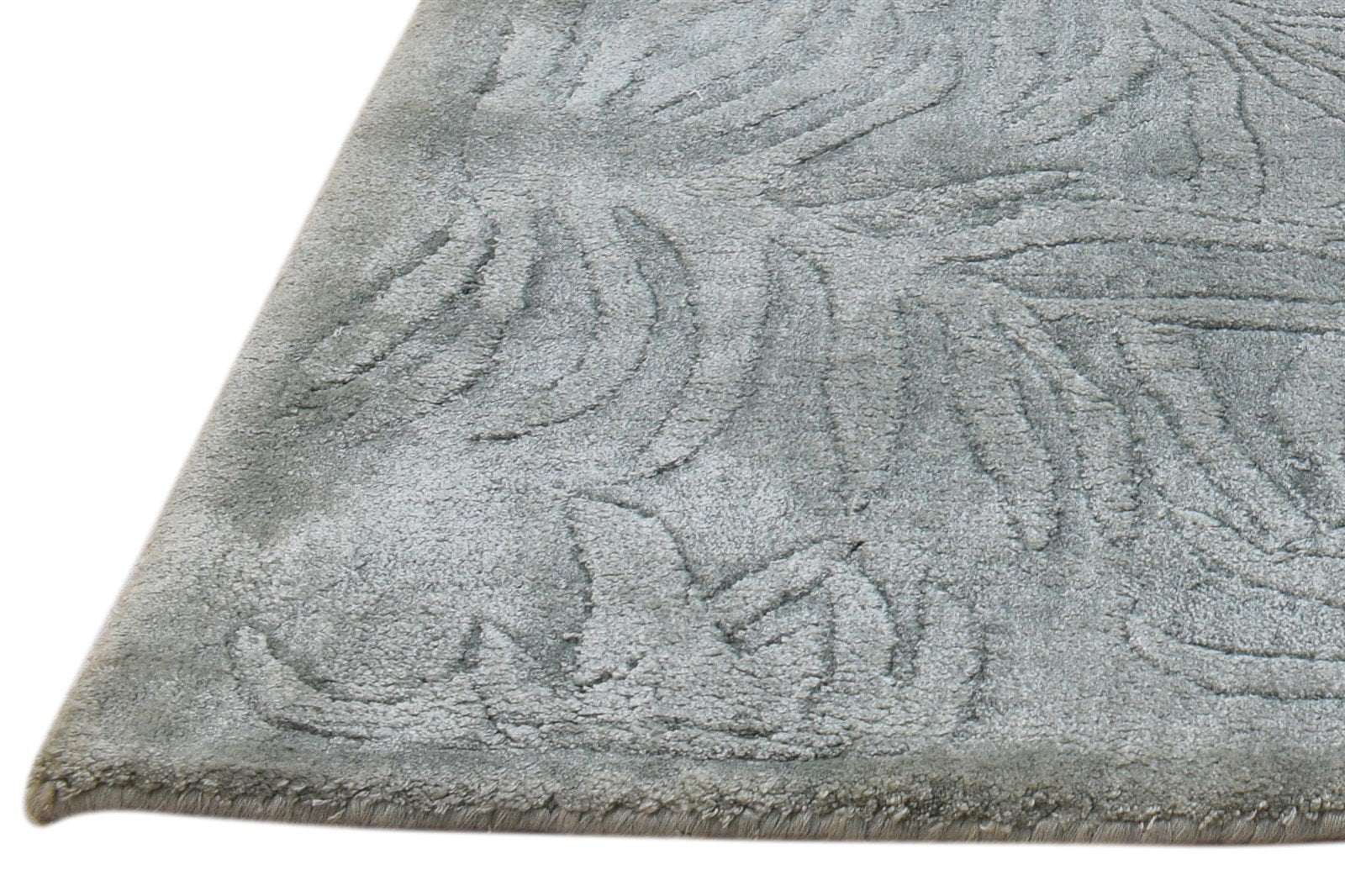 Handloom Grey Silk Rug 2' X 3' Modern French Floral Small Carpet   7860697628821