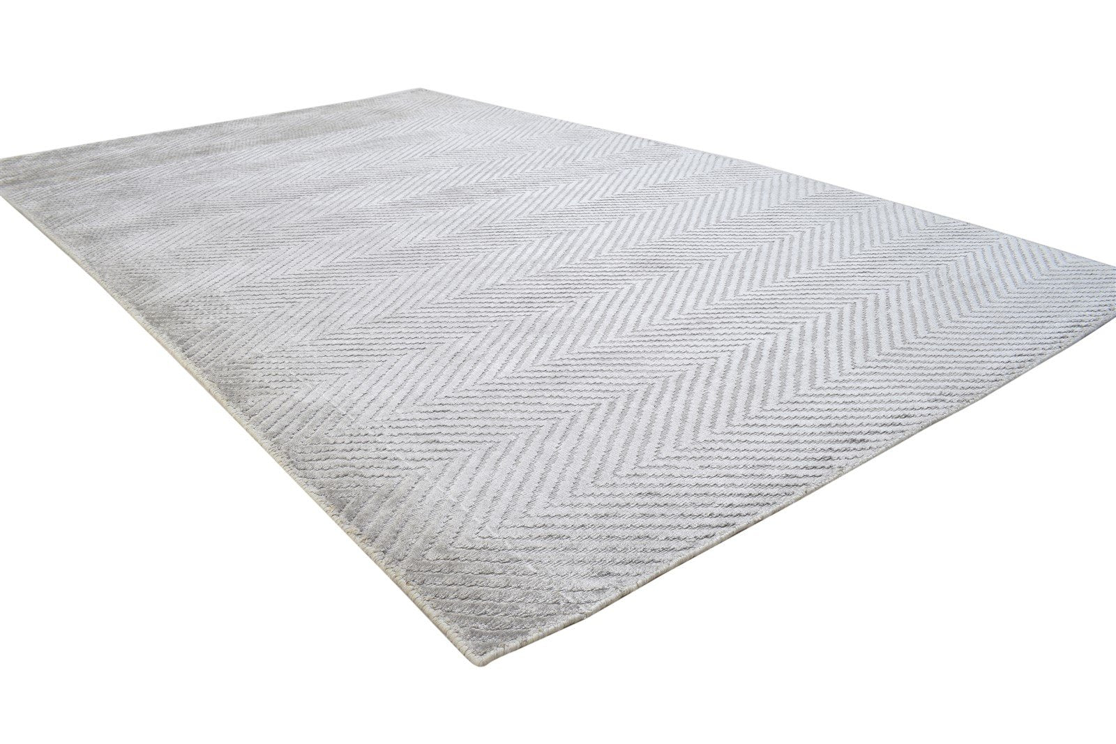 Handloom Grey Silk Rug 5' X 8' Modern Scandinavian Diamond Room Size Carpet   7864312234133