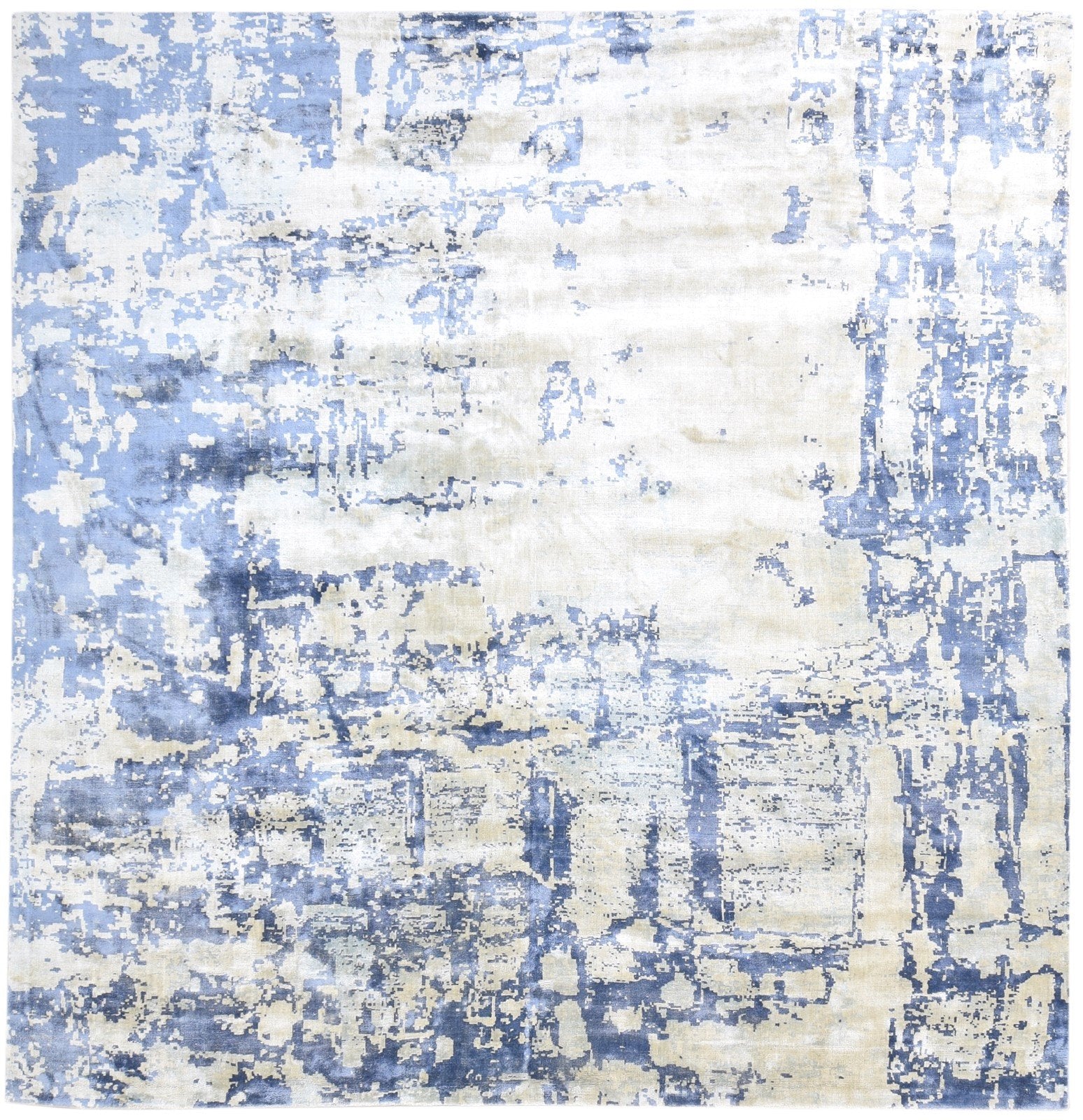 Handloom Grey Silk Rug 9' X 9' Modern American Abstract Large Carpet   7865149161621