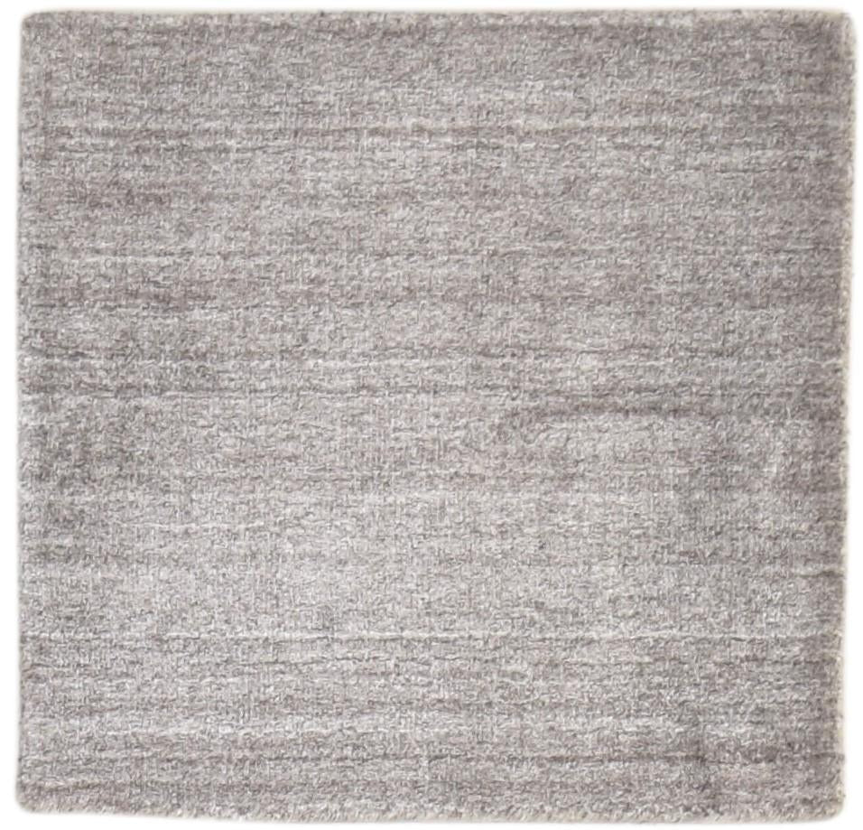 Handloom Grey Wool Rug 2' X 2' Modern Scandinavian Solid Small Carpet   7864129847445